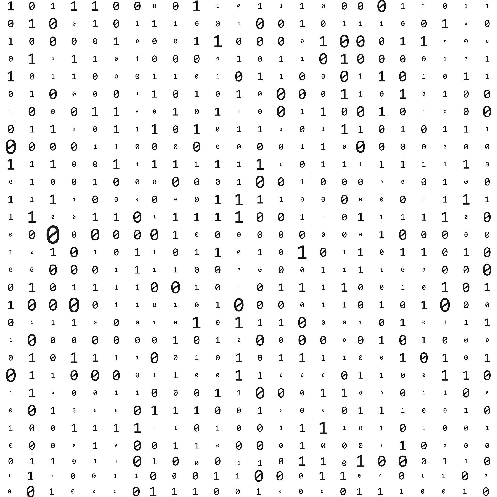 binary code zero one matrix white background. banner, pattern, w