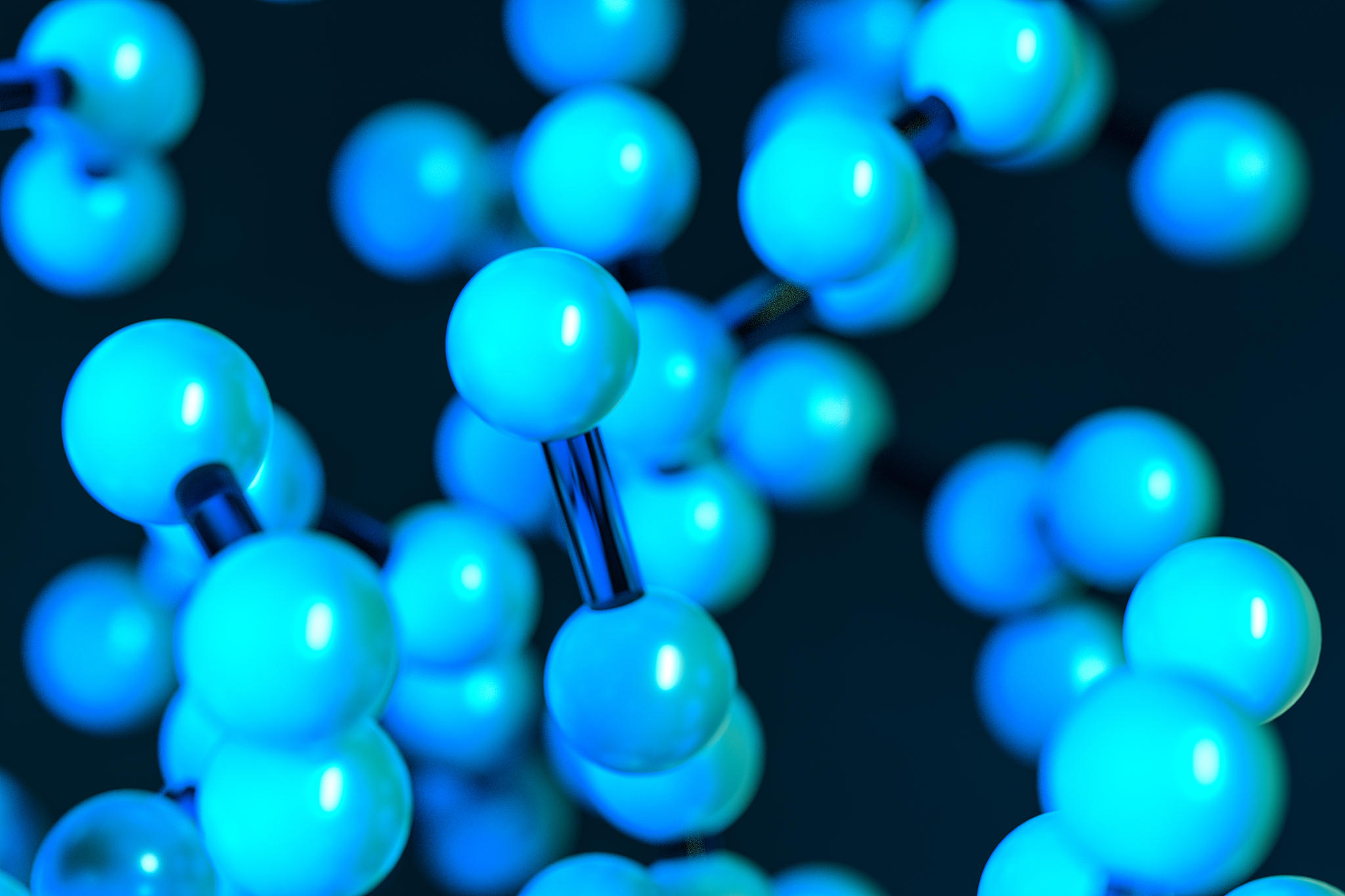 gene lines and nodes, biological gene structure, 3d rendering.