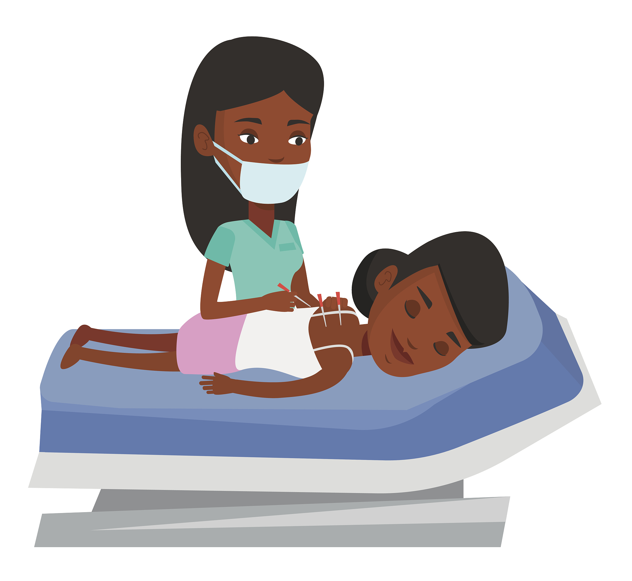 acupuncturist doctor making acupuncture therapy