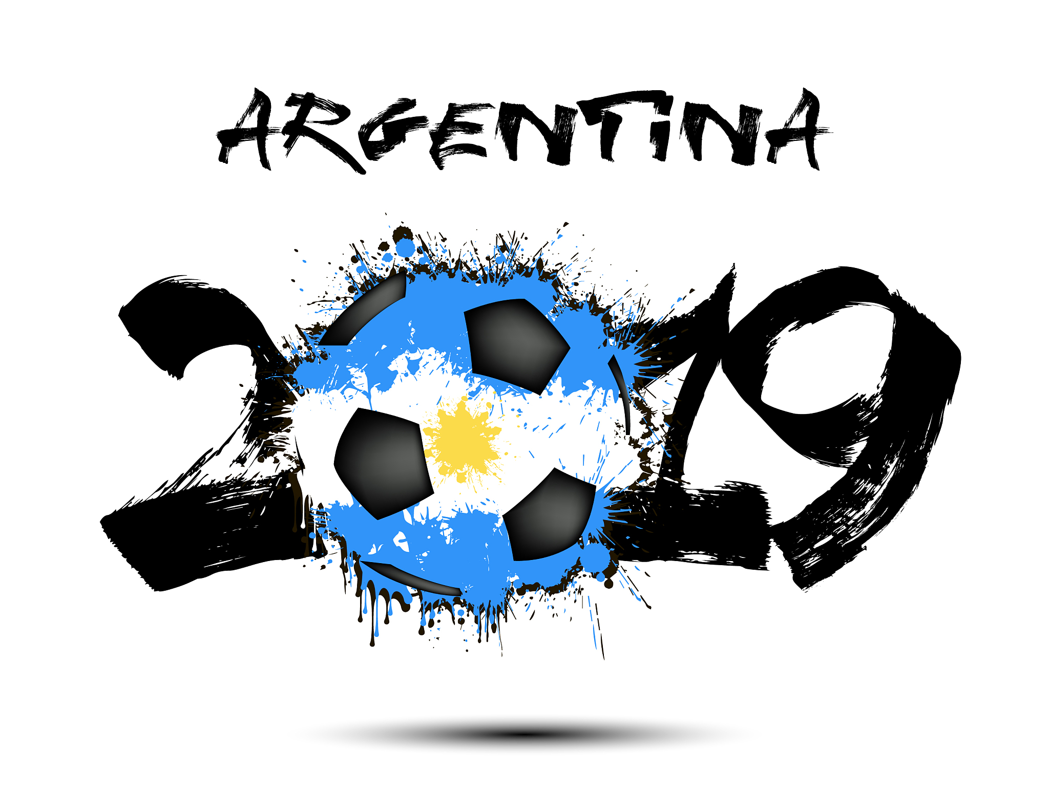2019 new year and a soccer ball as flag argentina