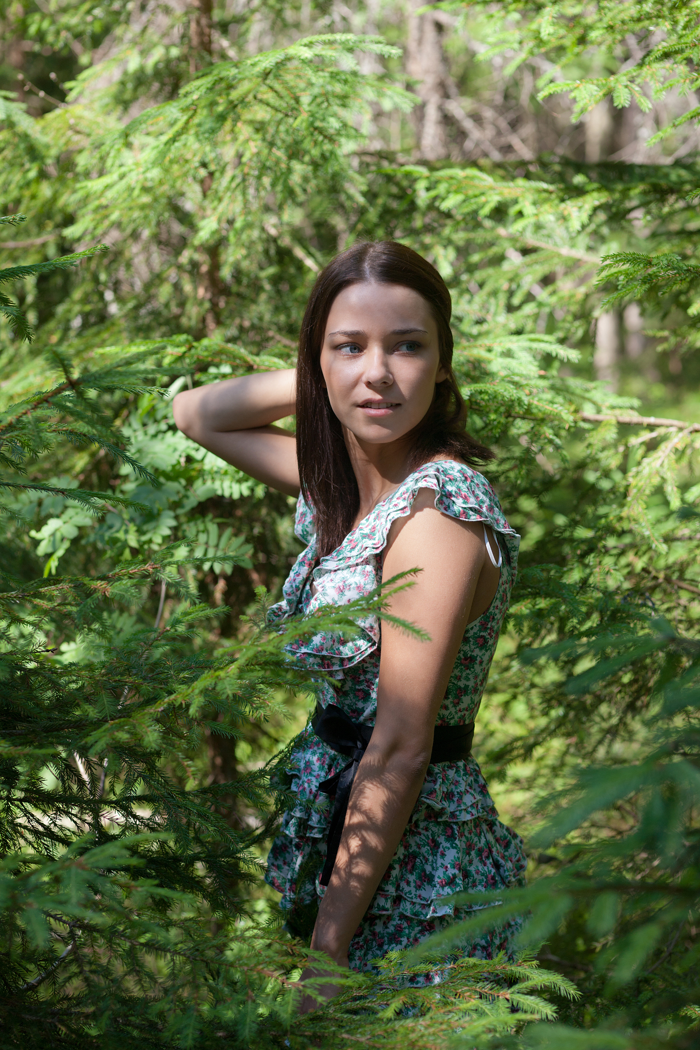 girl in fir-tree wood