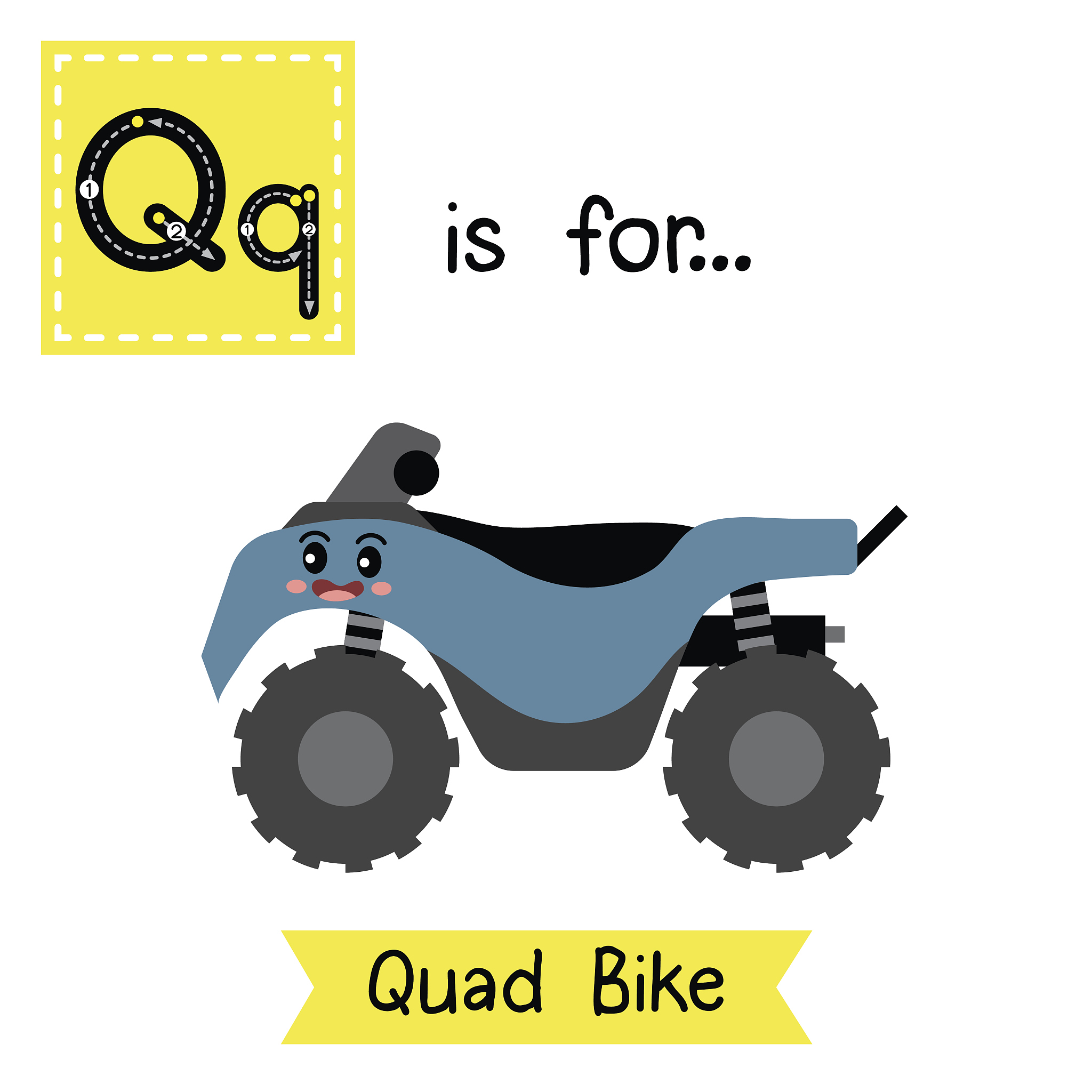 英文字母<strong>q</strong>,爬山四驱车,痕迹,闪卡,字母表次序,越野吉普,英语,字典,学