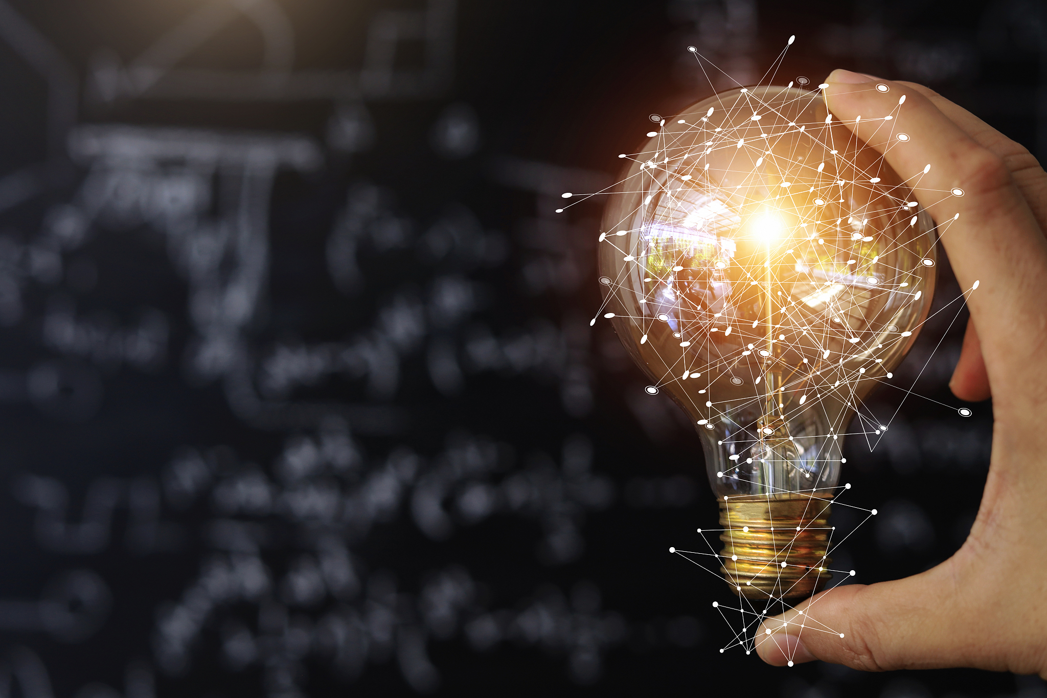 light bulbs concept,ideas of new ideas with innovative technolog