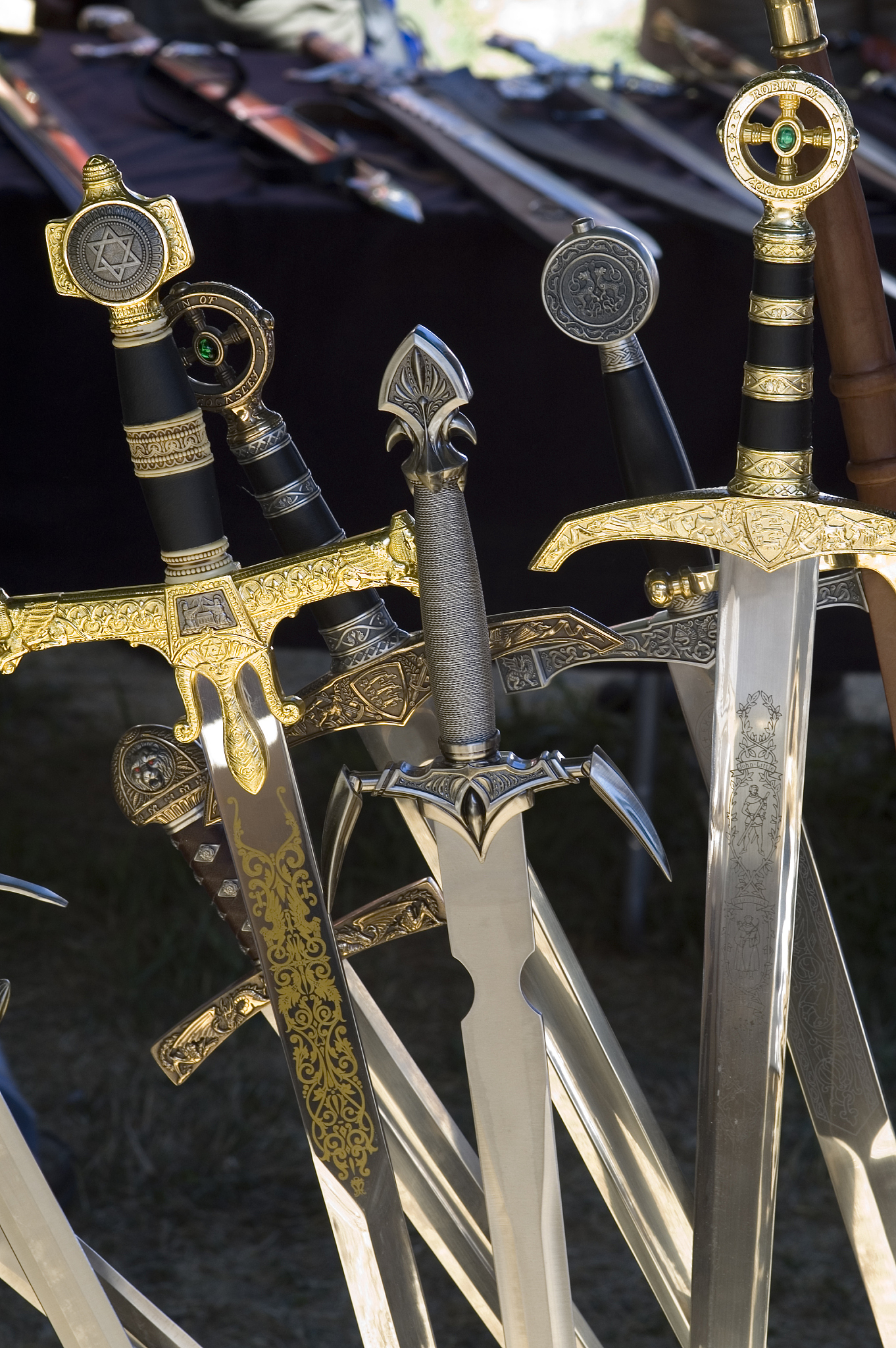 many swords on display