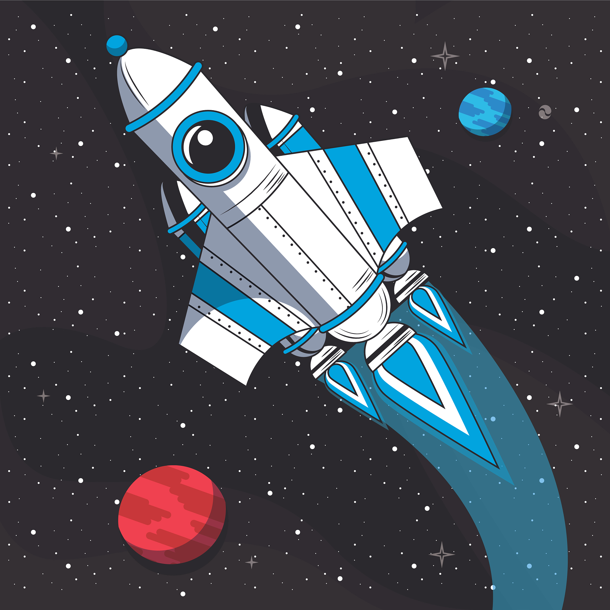 spaceship flying in space