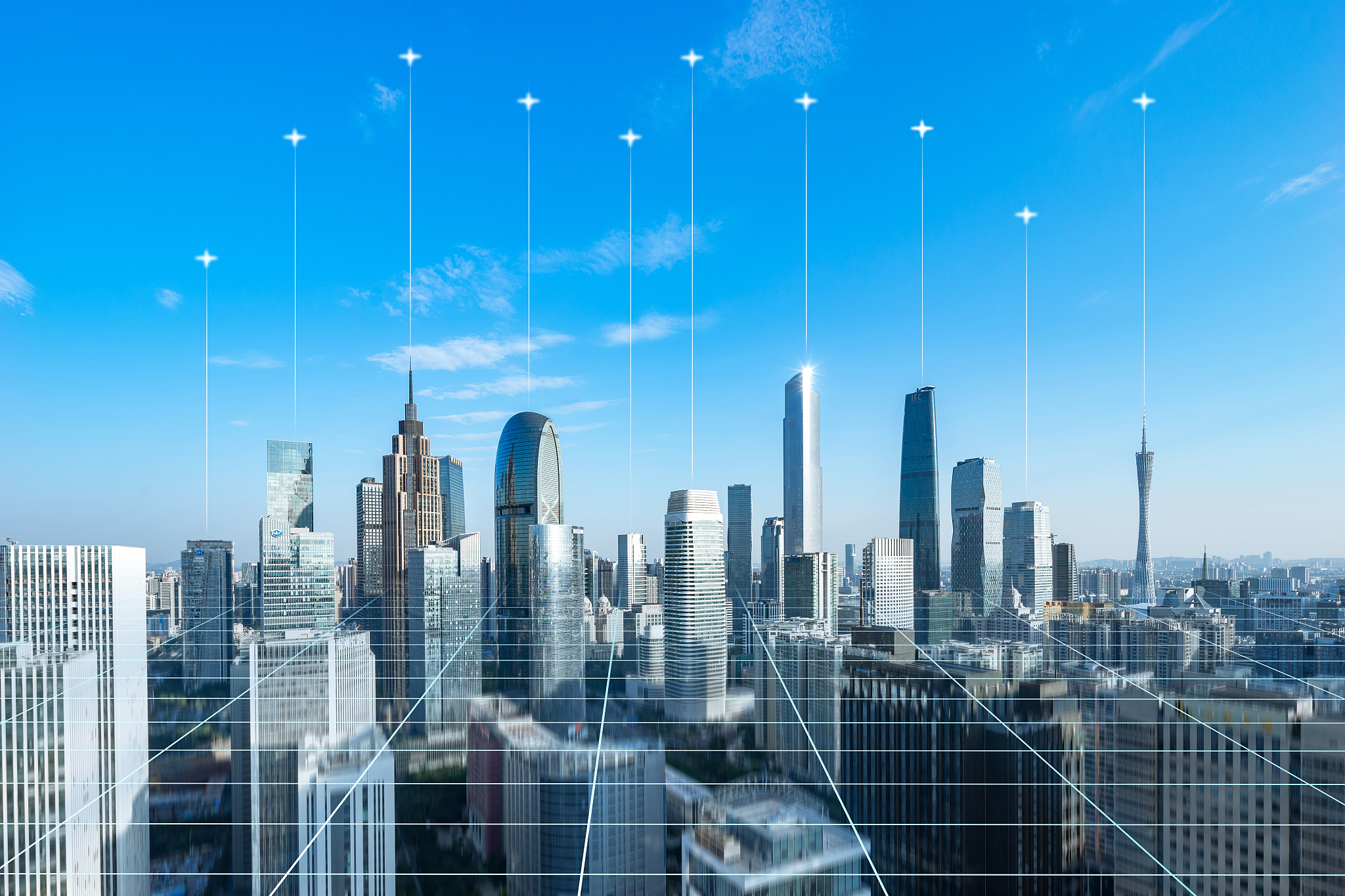 smart city and connection lines. internet concept of global busi