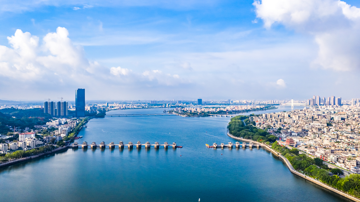中国广东省潮州市的航拍图