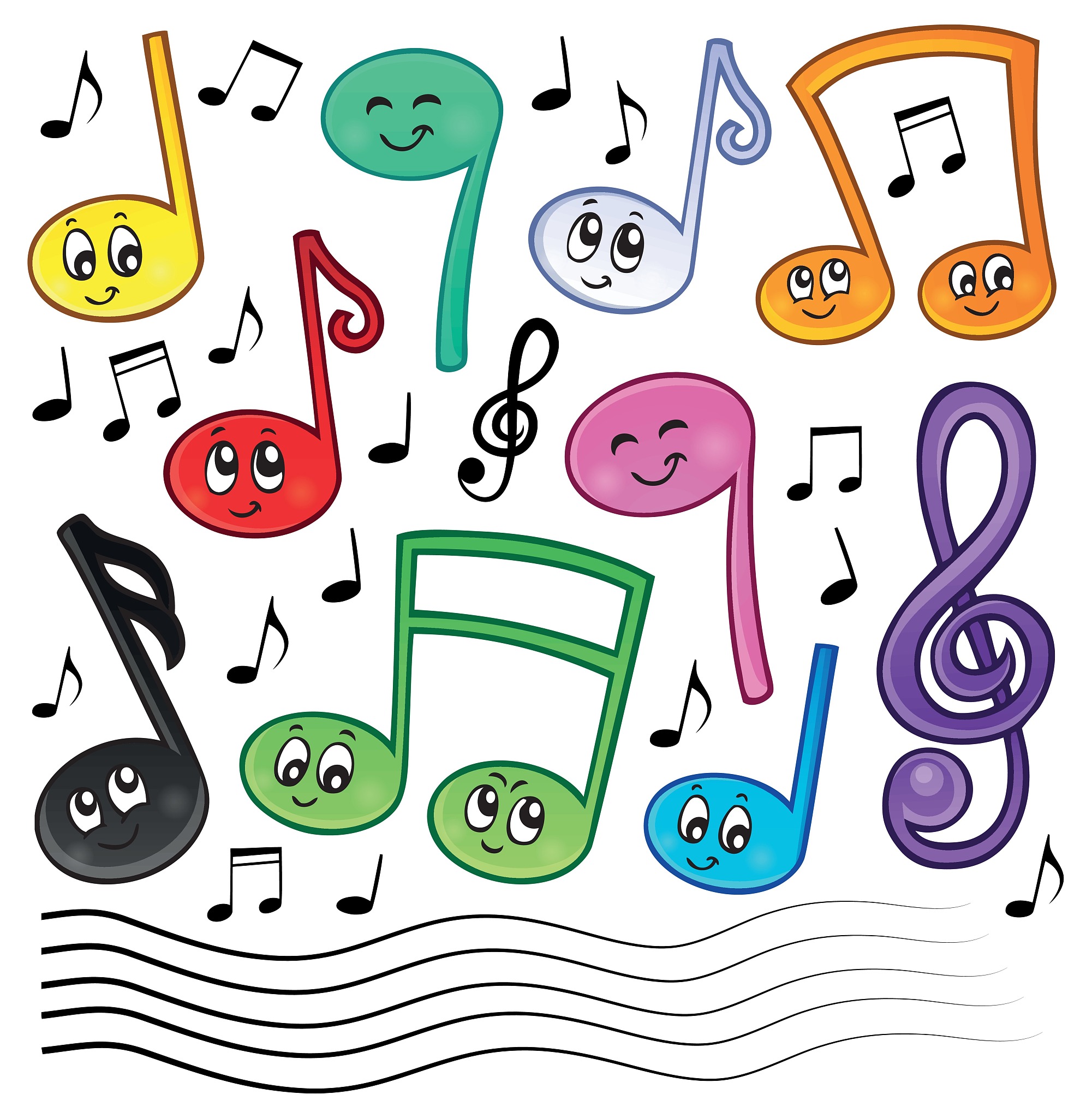 cartoon music notes theme image 1