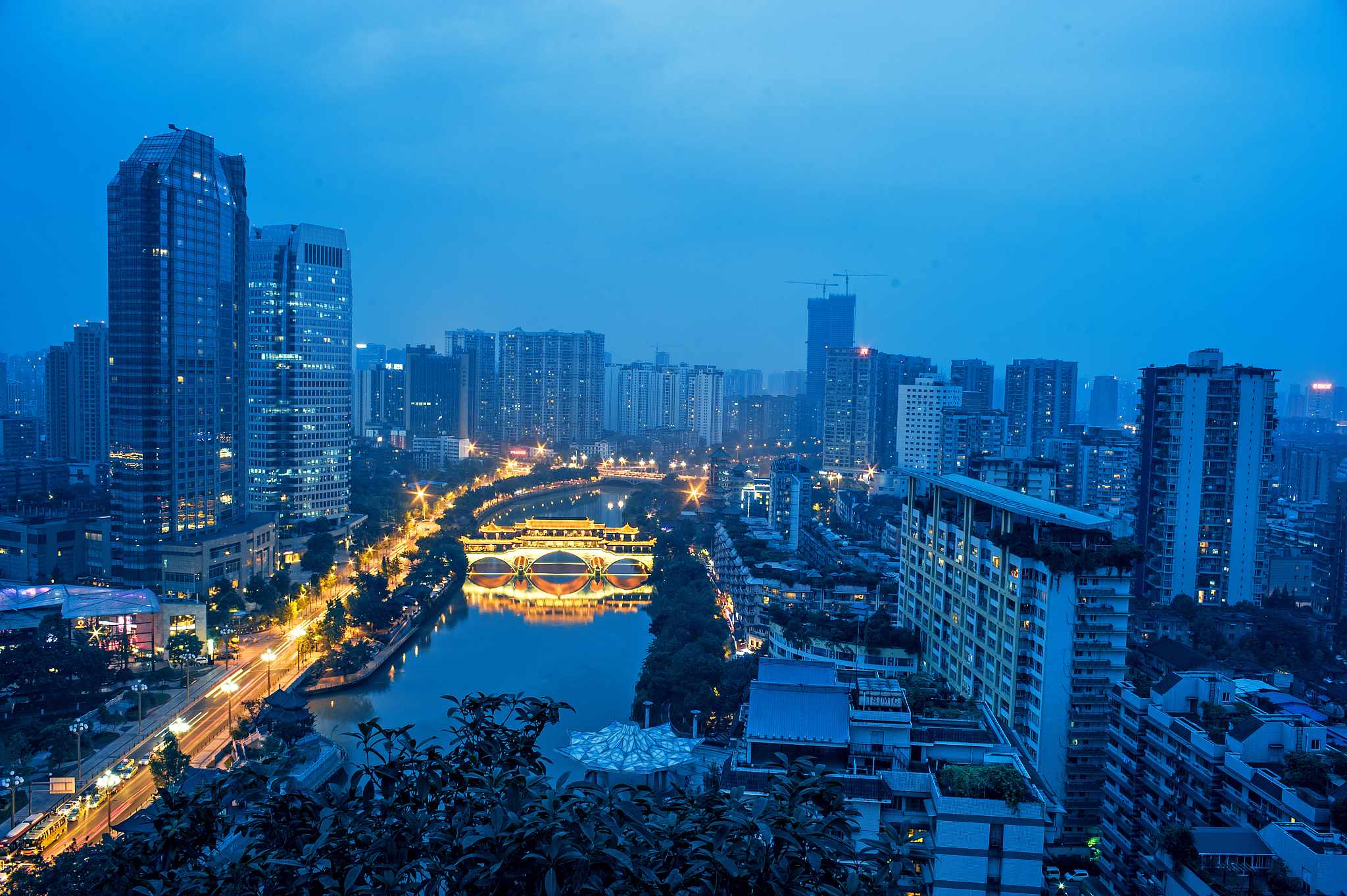 成都市合江亭廊桥夜景