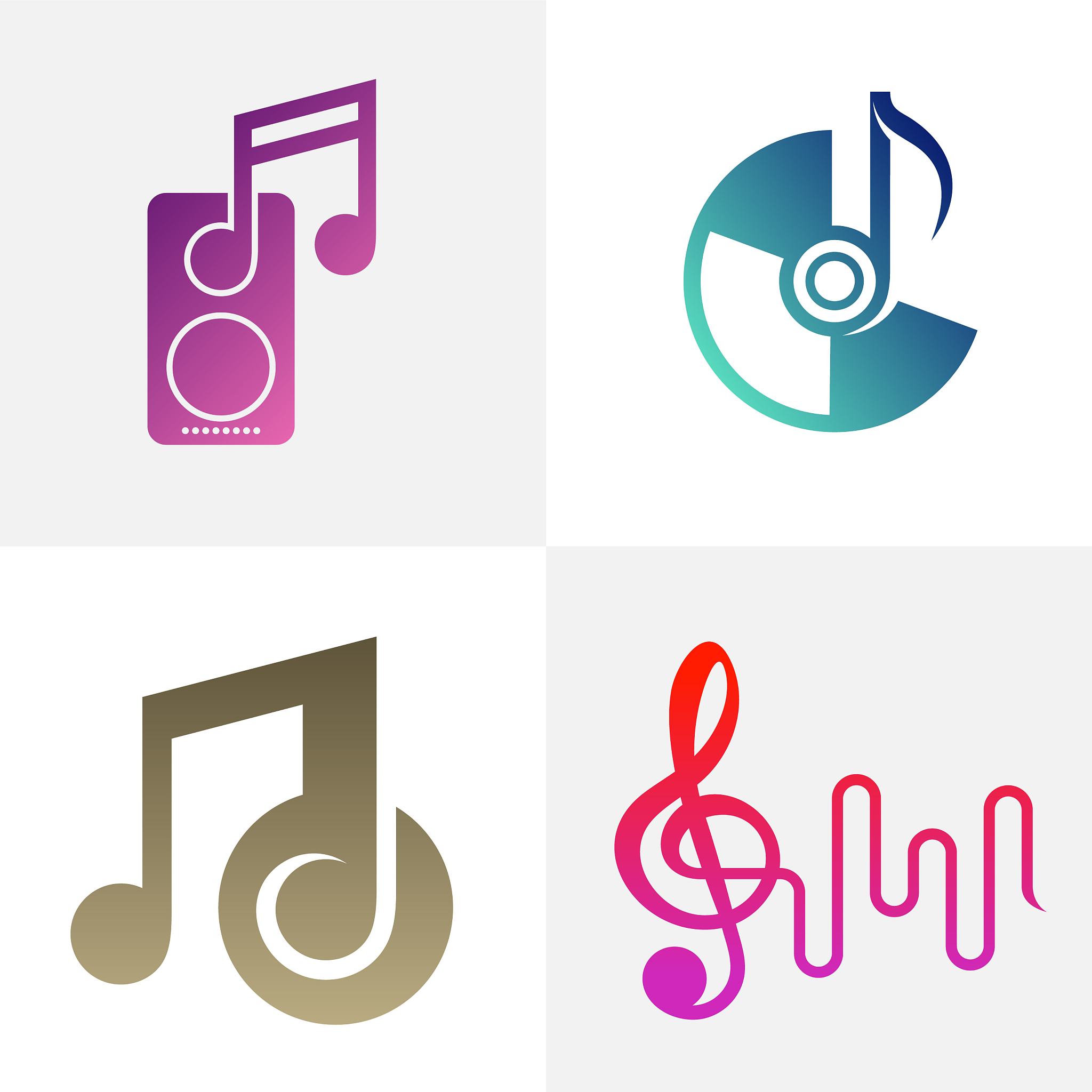 set music note logo design concept note play