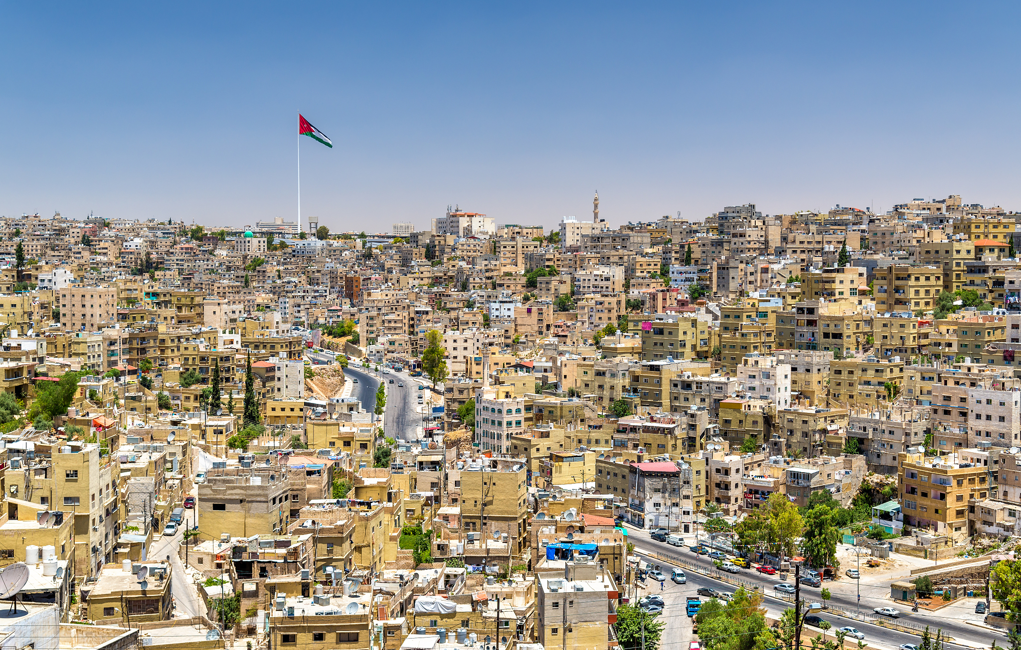 cityscape of amman downtown from the citadel