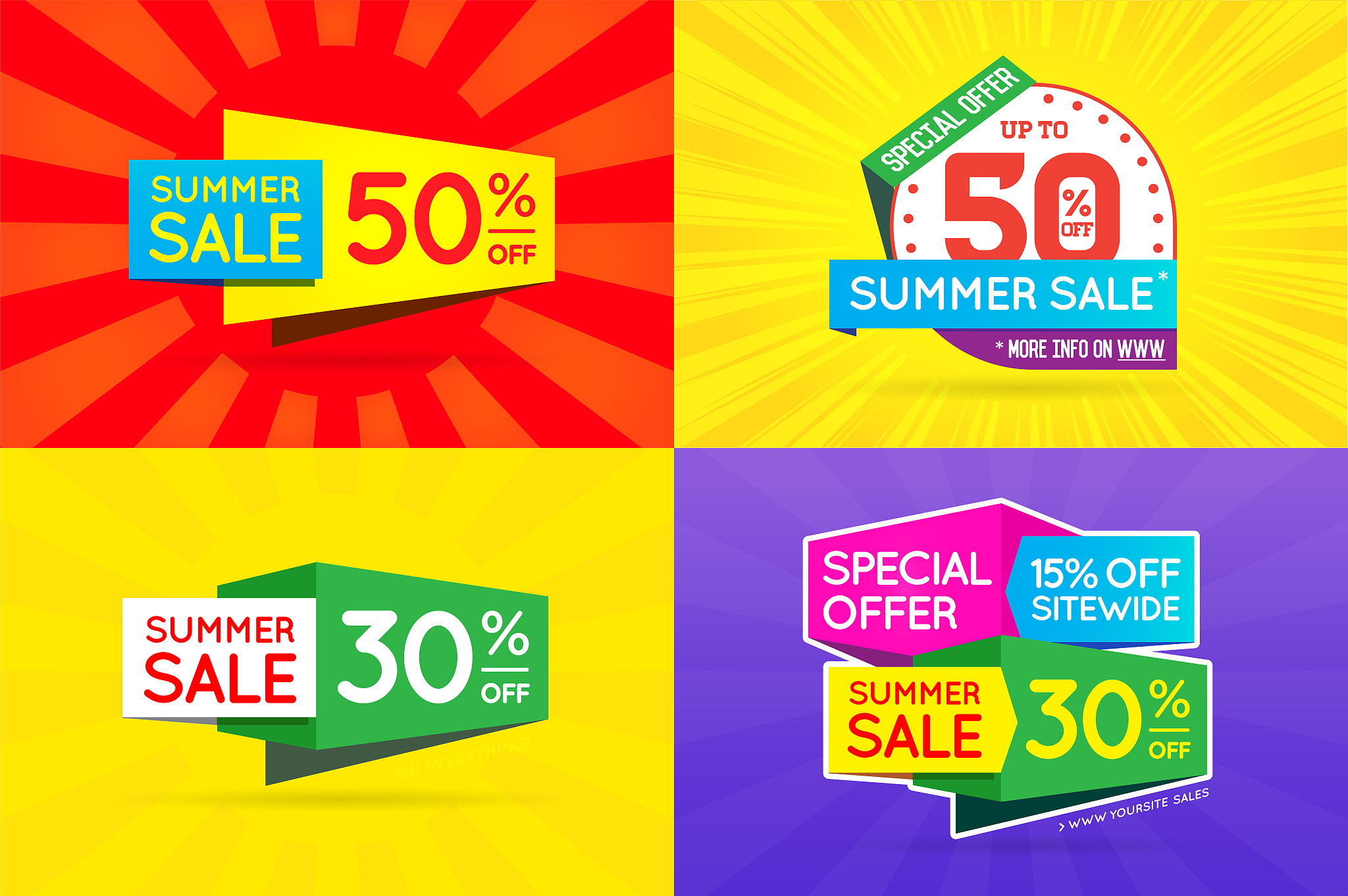 set of sale sign banner poster ready for web and print. vector.