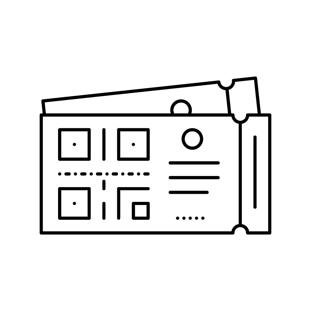 二维码上电影院票线图标矢量孤立插图