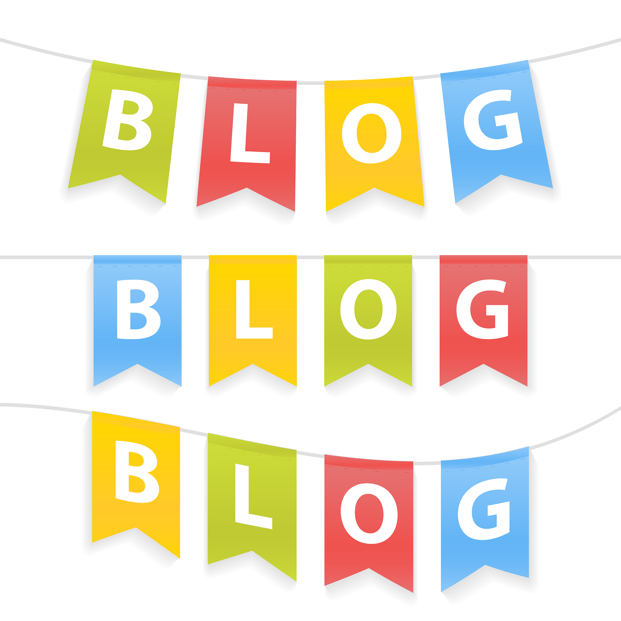 blog word on pennants on rope