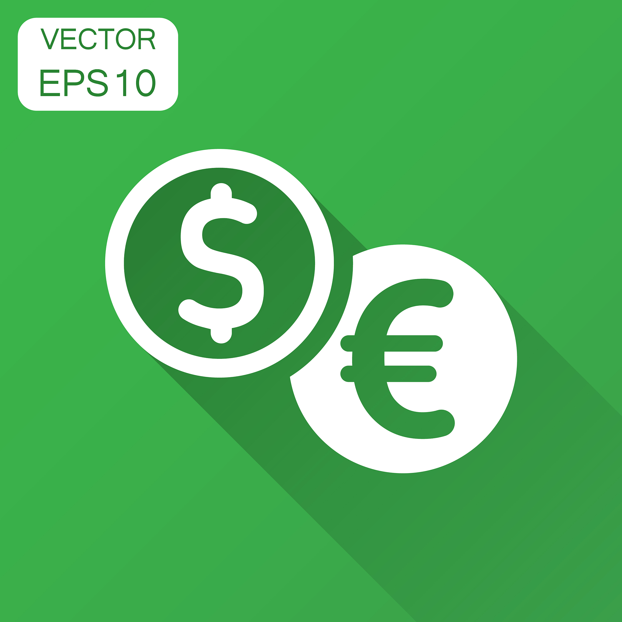 coins stack icon in flat style dollar euro coin