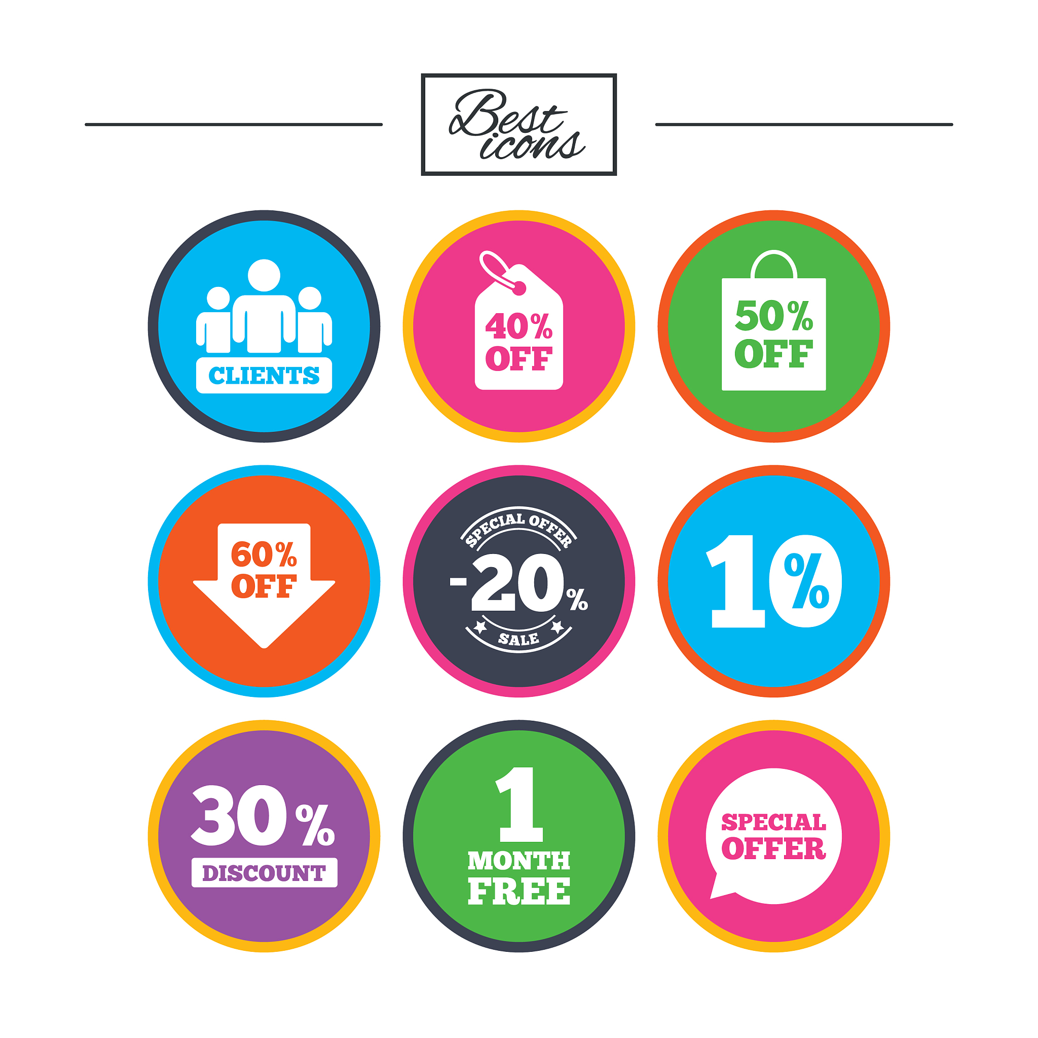 sale discounts icon shopping deal signs