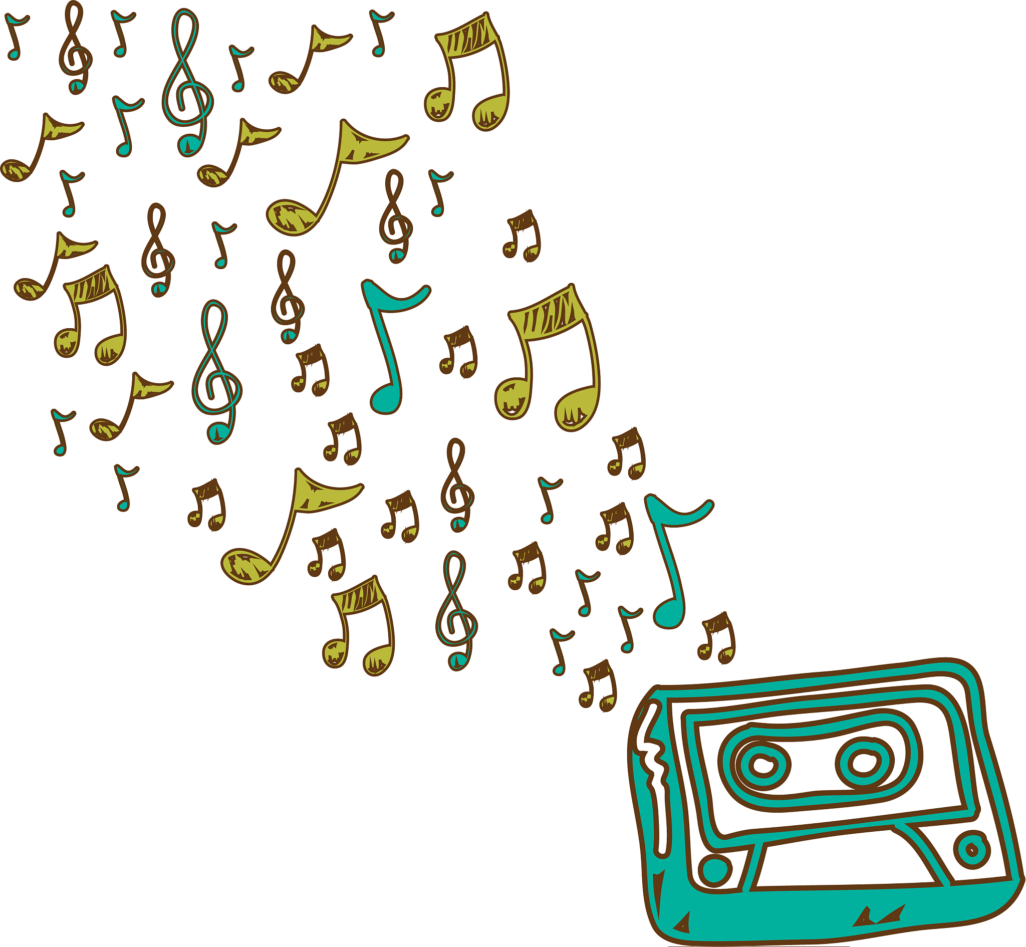 radio technology with notes music icon