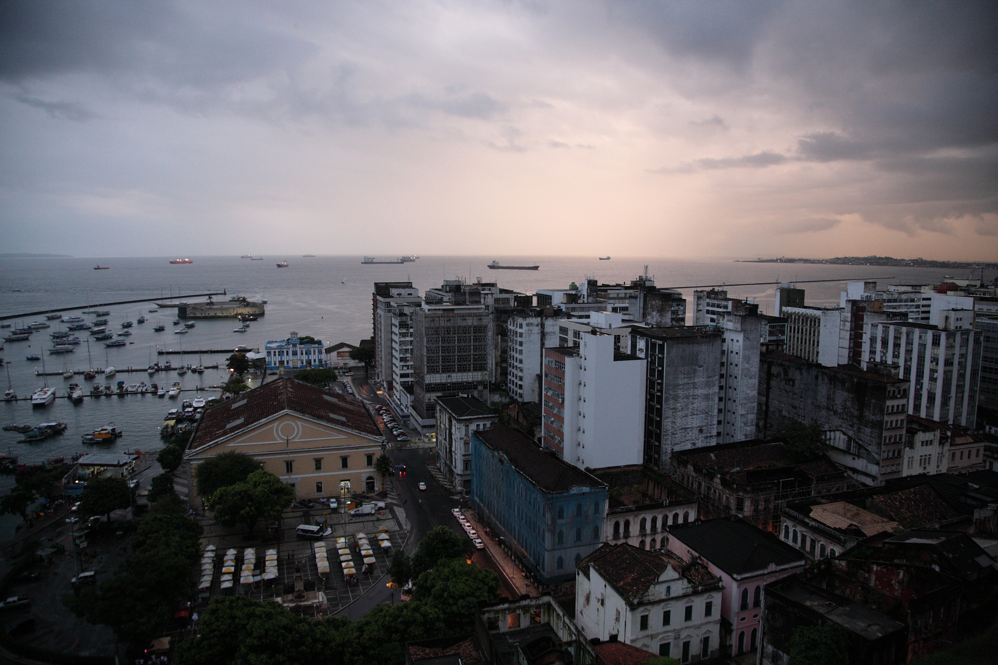 salvador lower town at sunset, salvador, bahia, brazil