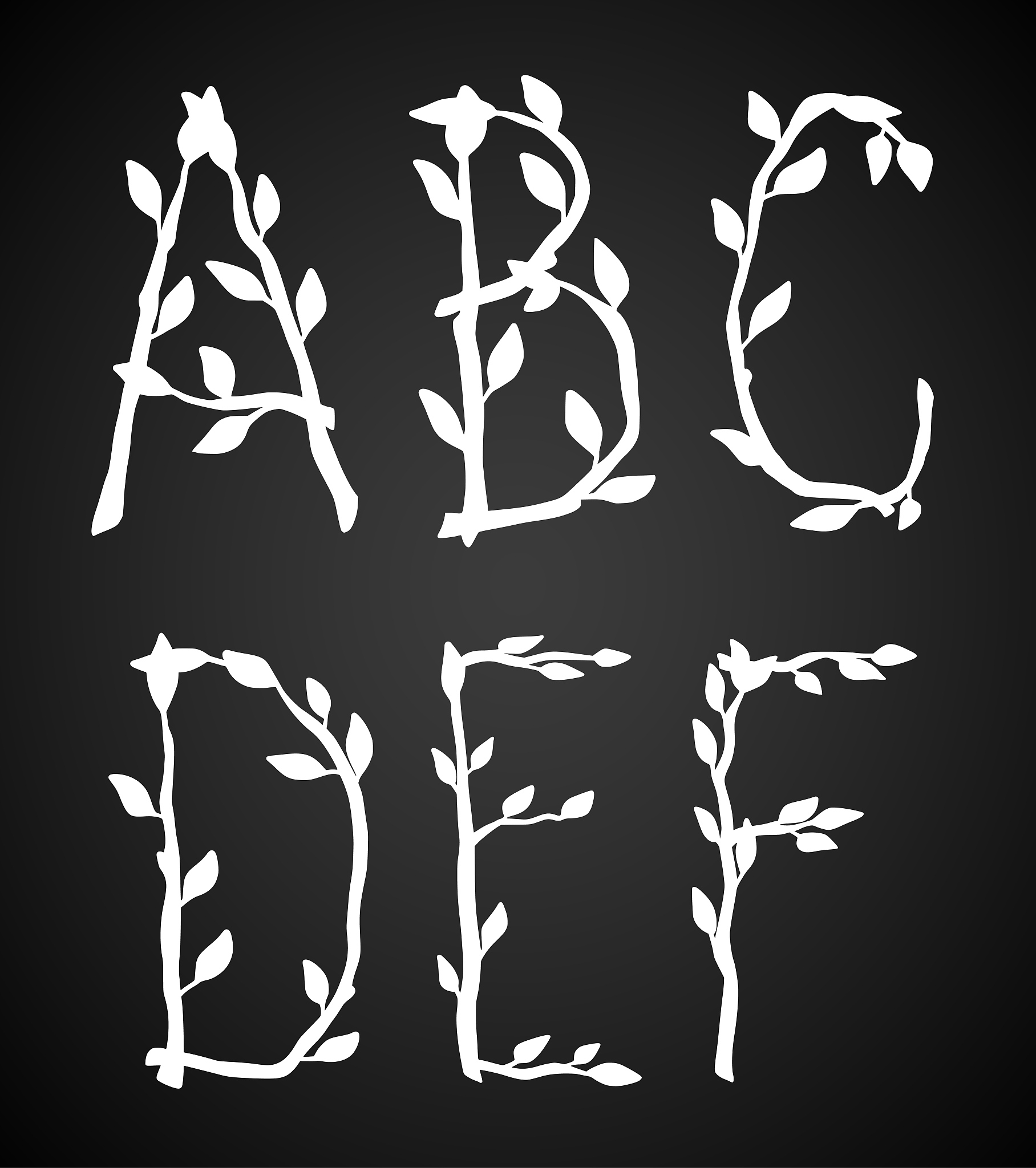 part of decorative alphabet made of tree branches
