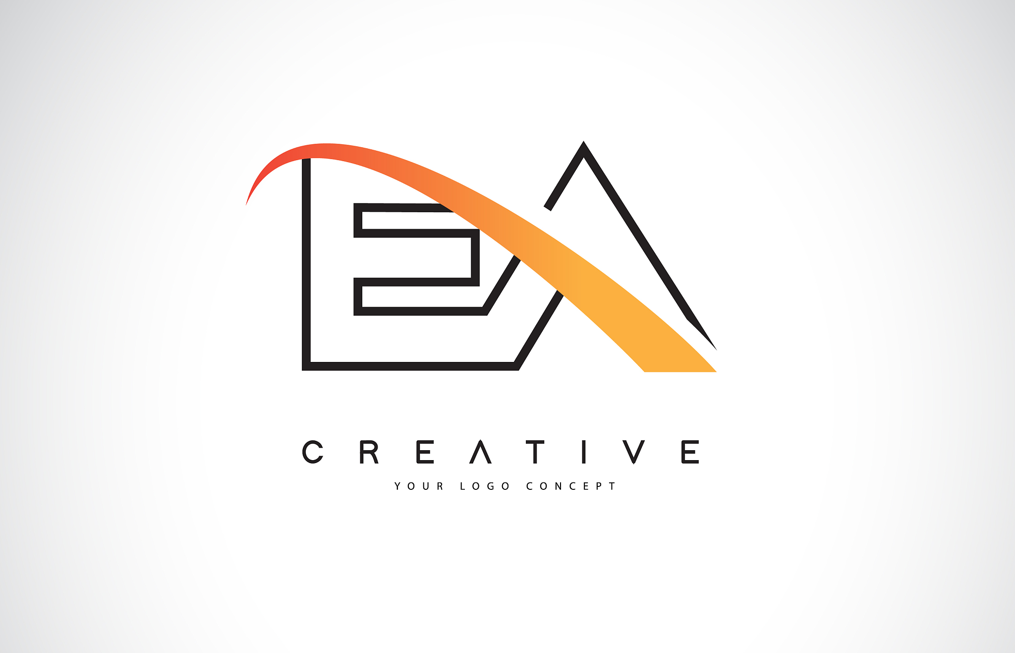 ea e a swoosh letter logo design with modern