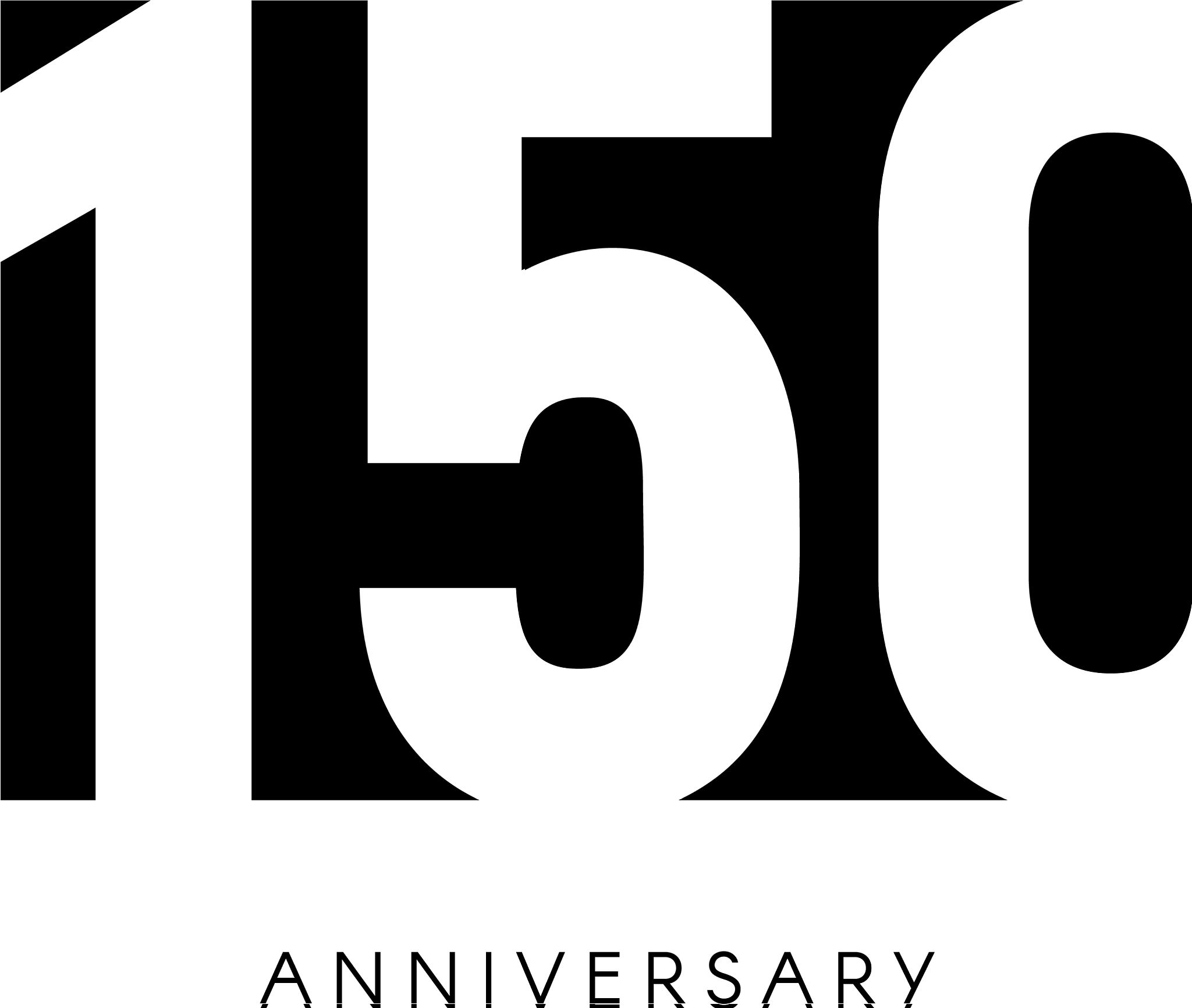 one hundred fifty anniversary minimalistic logo