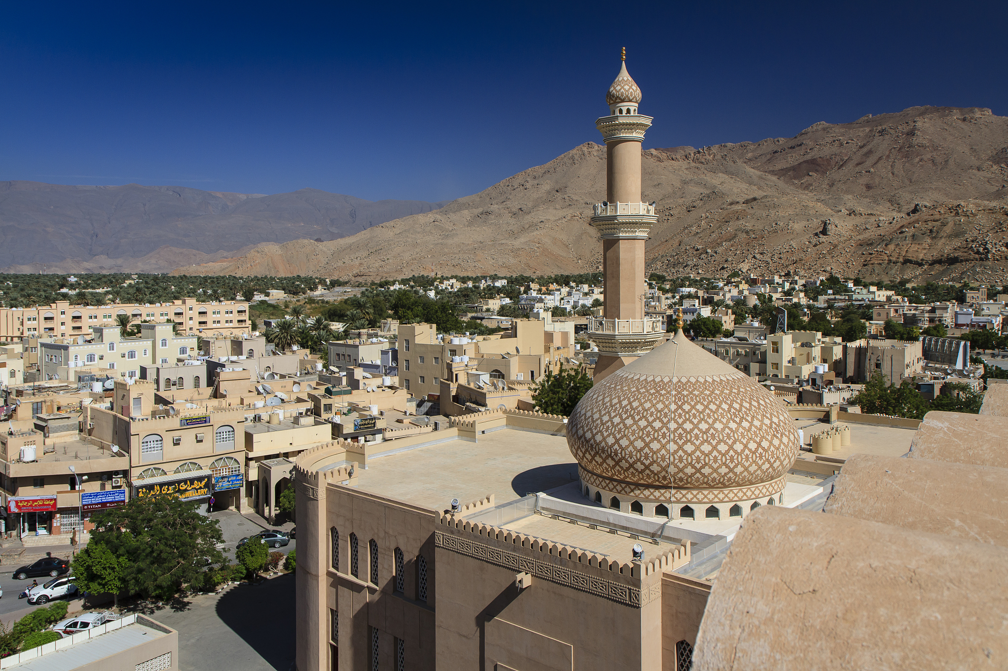 panorama of nizwa, seen from fort, oman