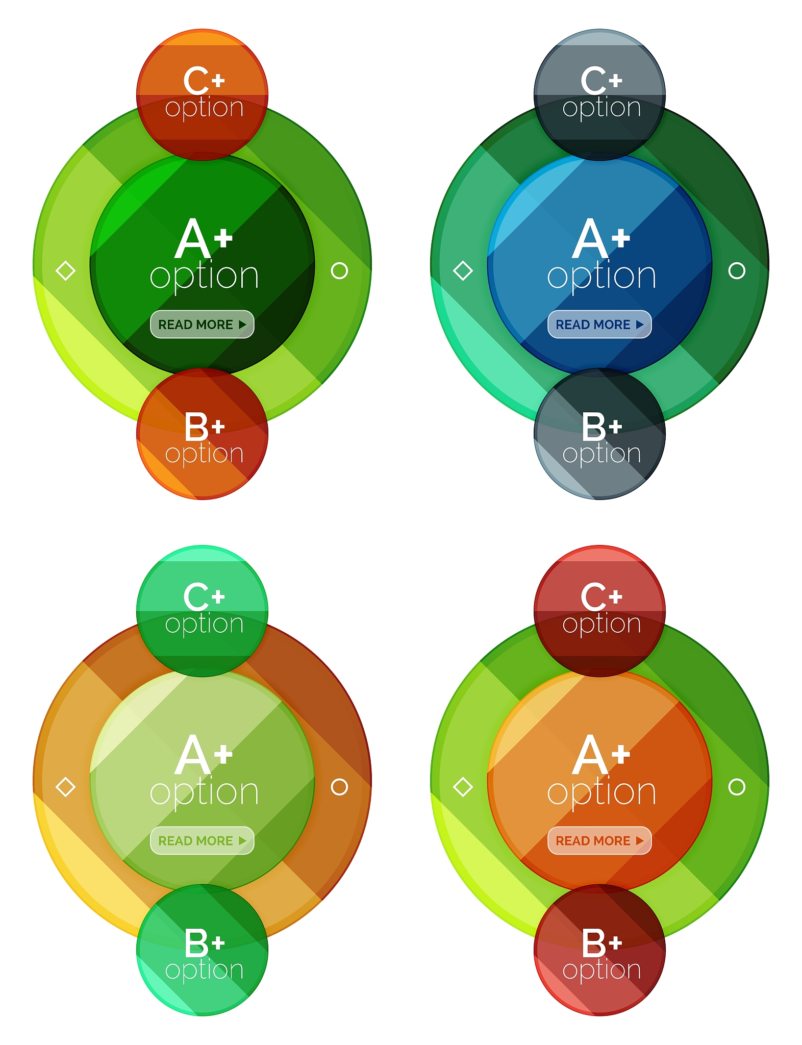 set of round infographic banners with options