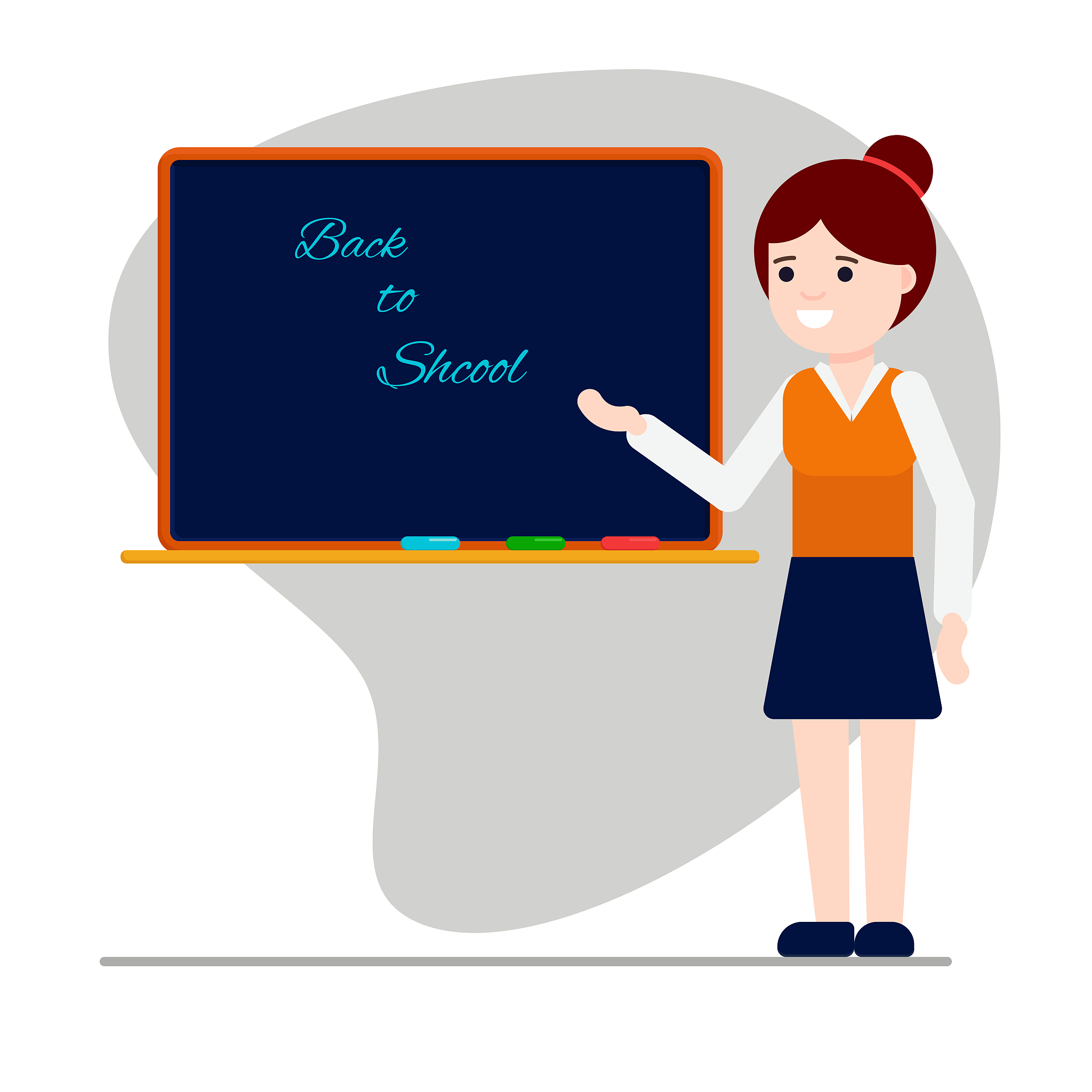 teacher near the blackboard. back to school.