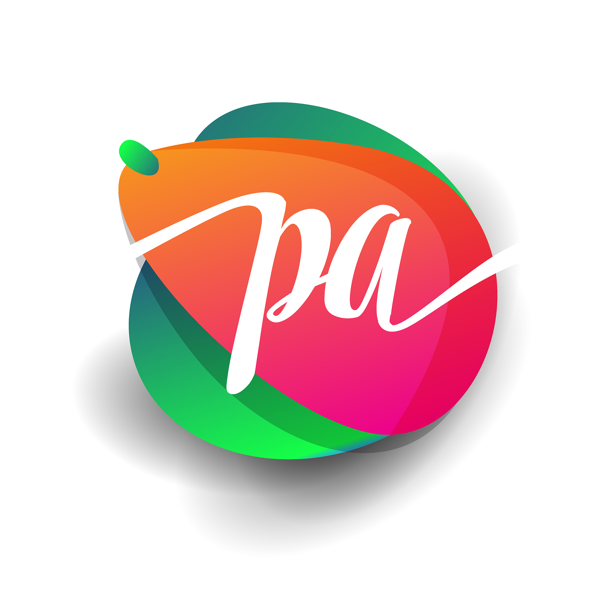 icon button with colorful splash and alphabet