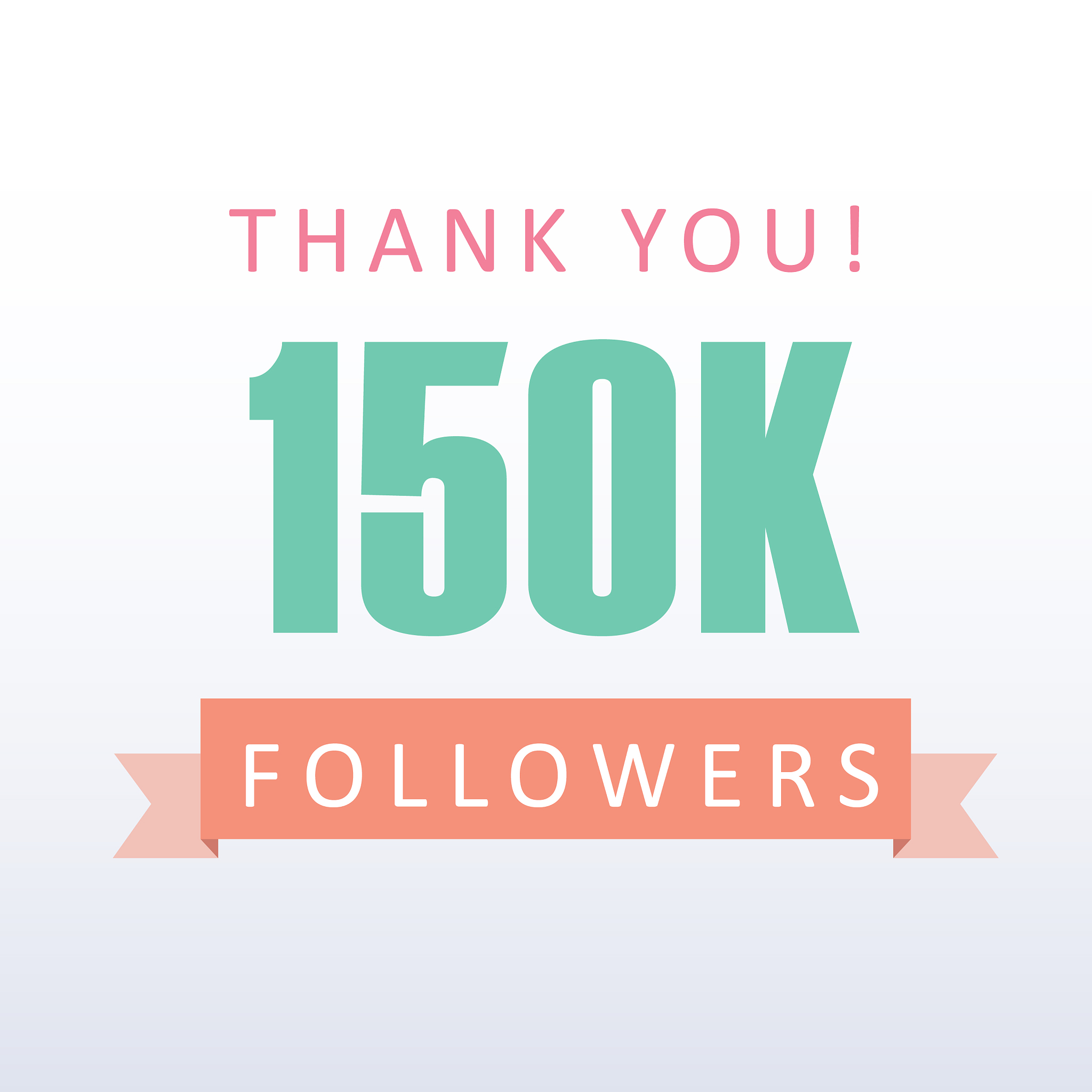 150k followers thank you number with banner
