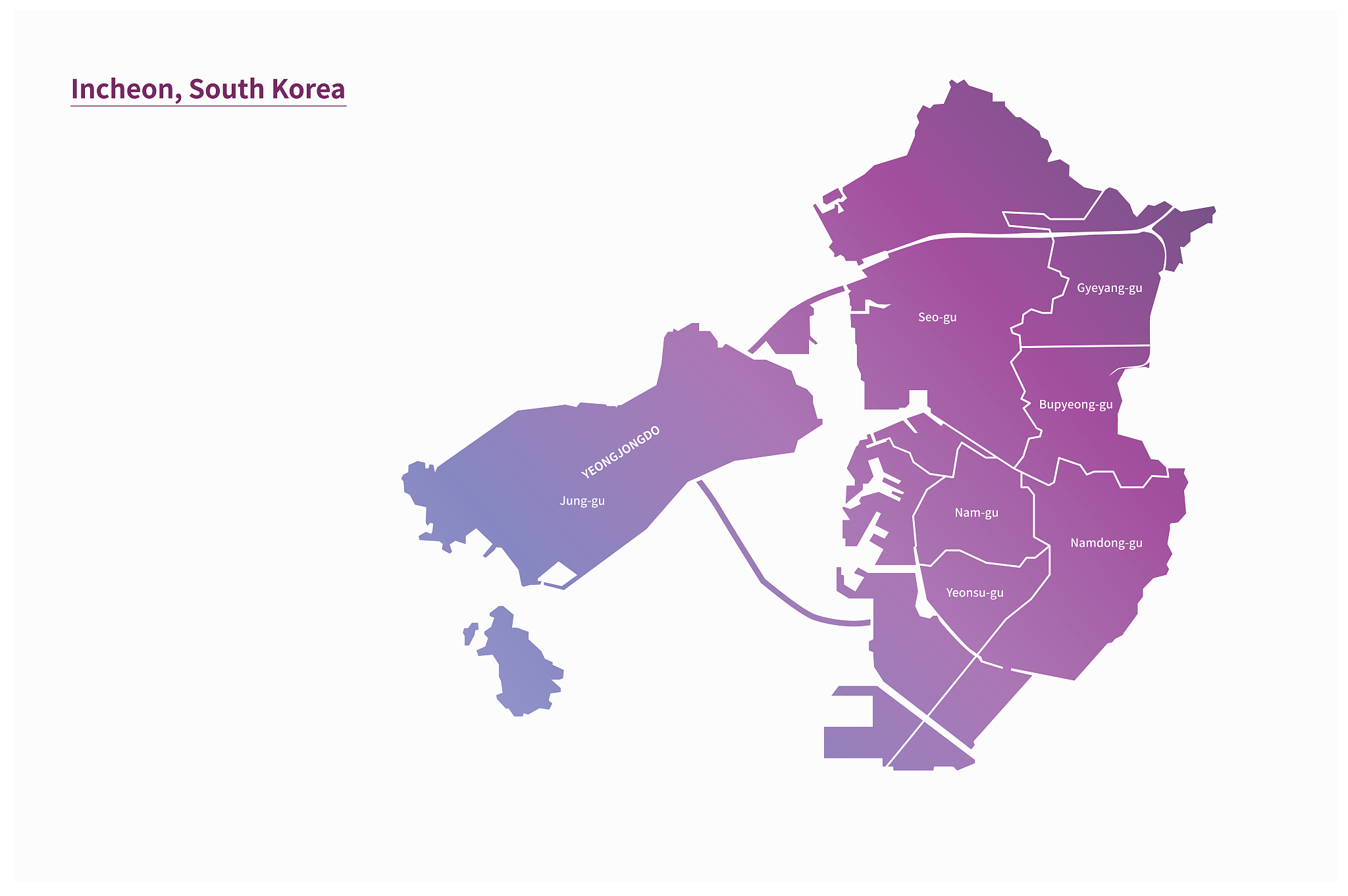 incheon map. korea province vector map.