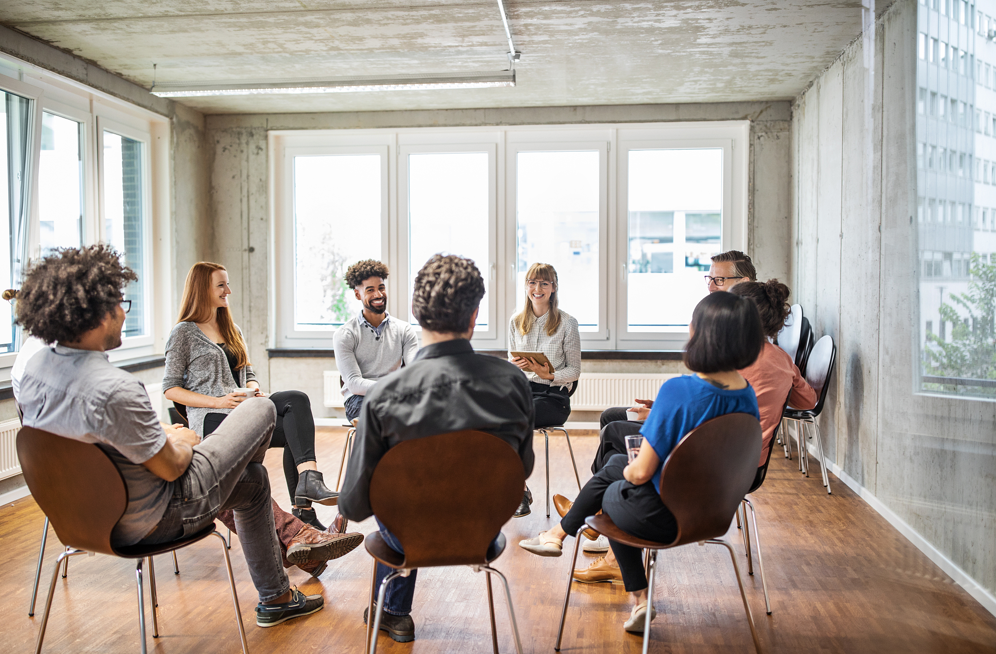 business people having discussion in creative office