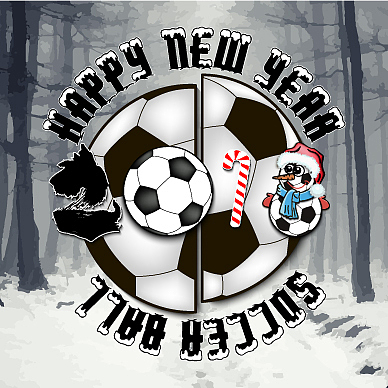 happy new year dog and soccer ball
