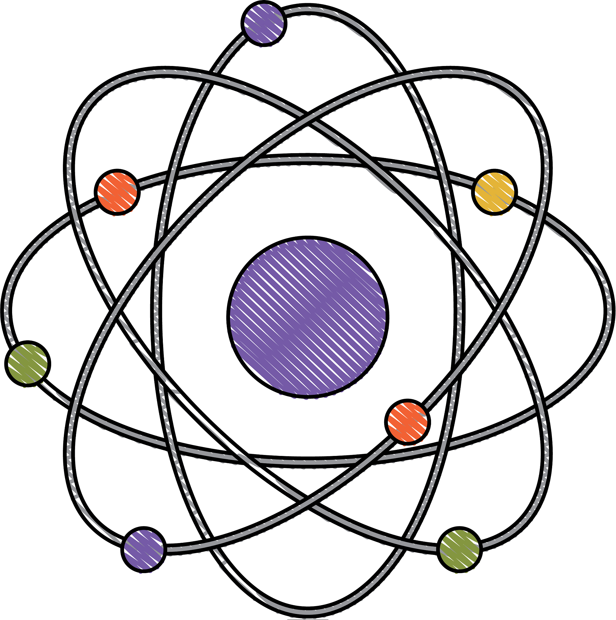 atom in color crayon silhouette