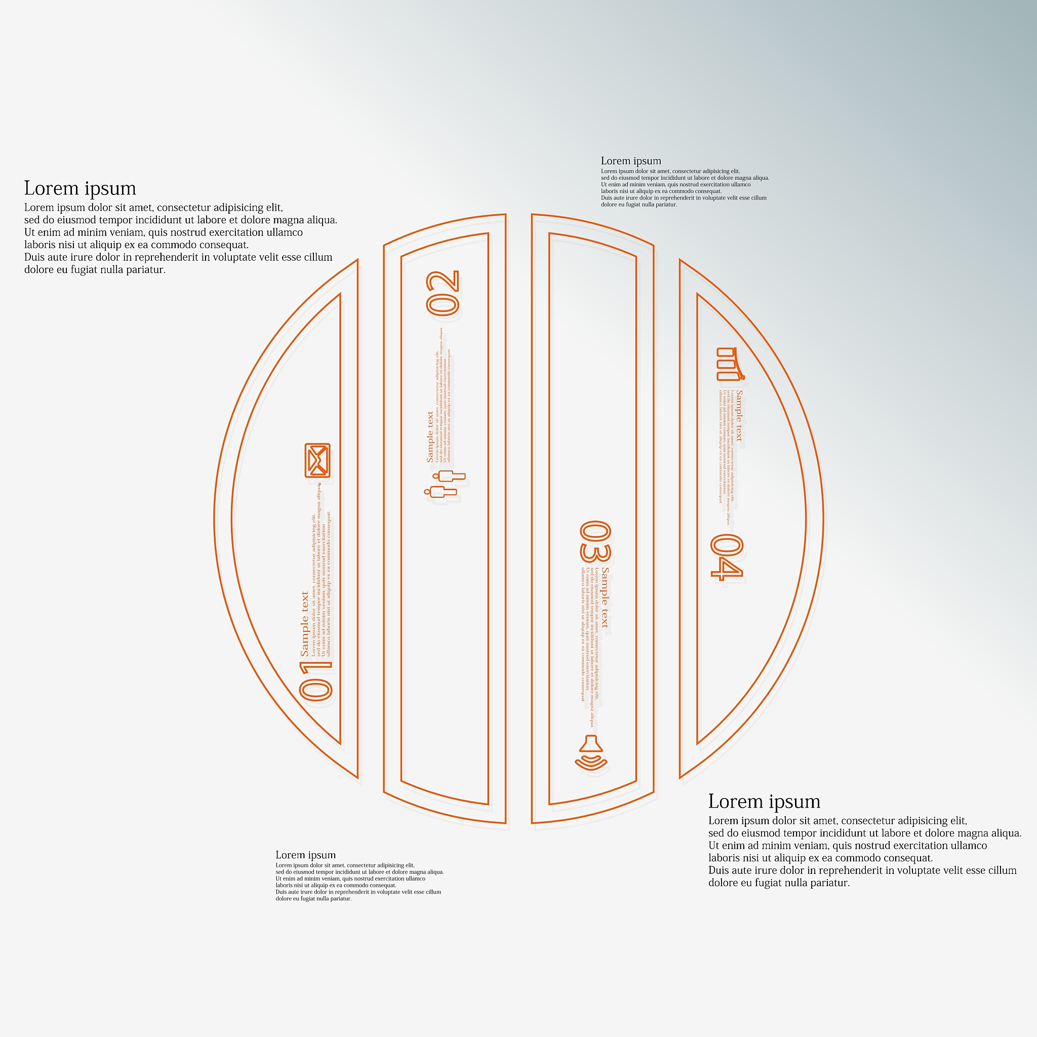 template with circle vertically divided to four