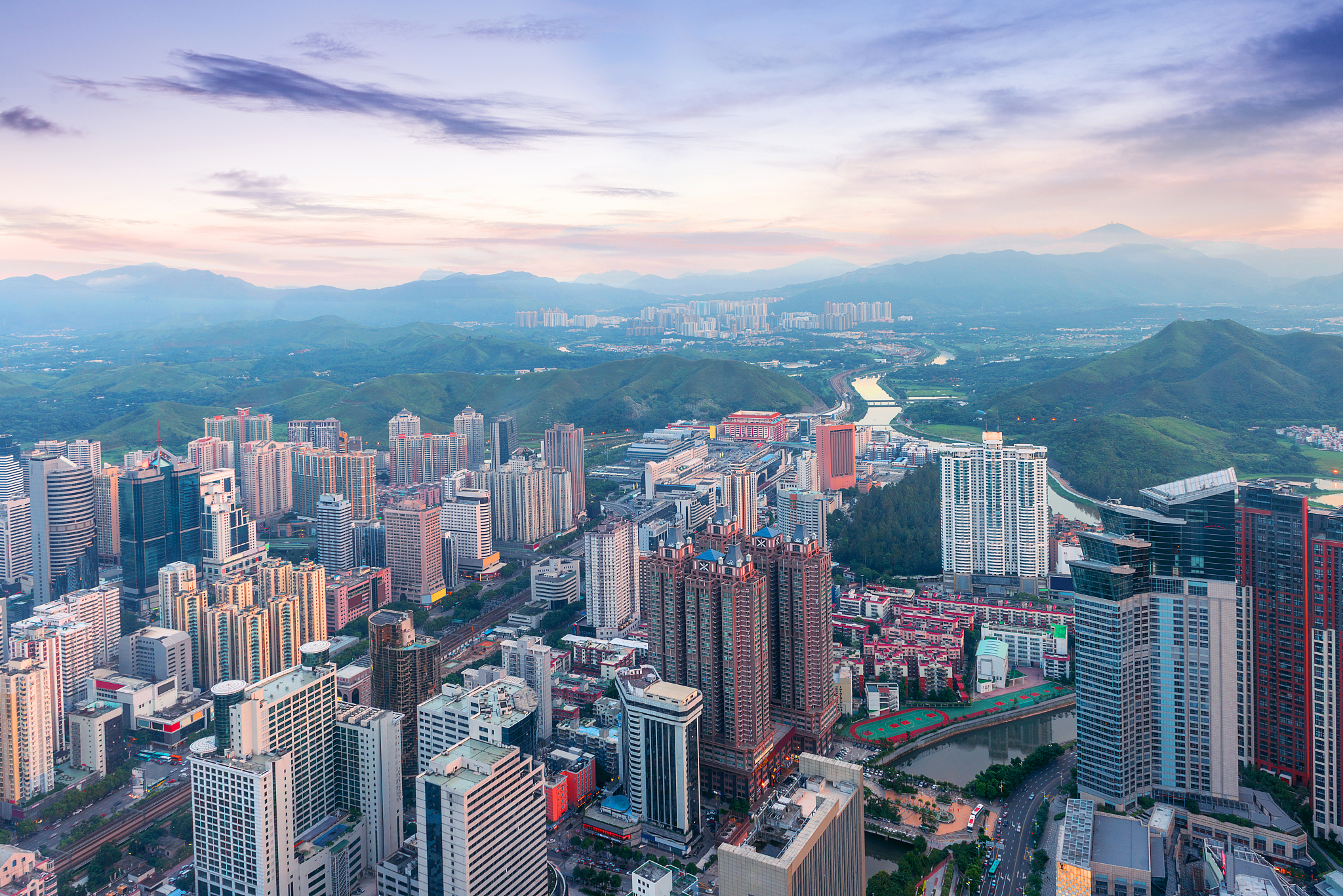 skyline,cityscape and office buildings of modern city shenzhen