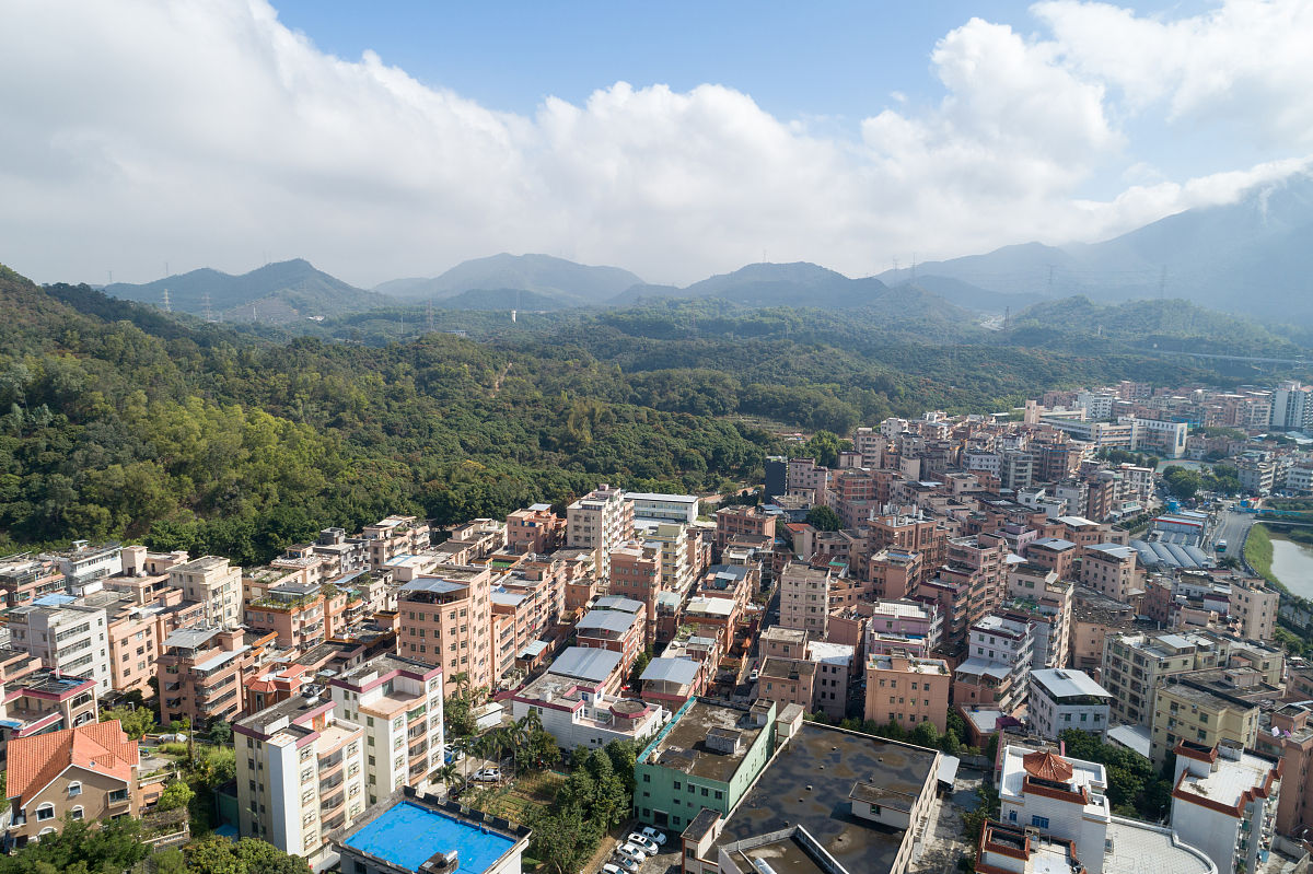 中国深圳城中村鸟瞰图