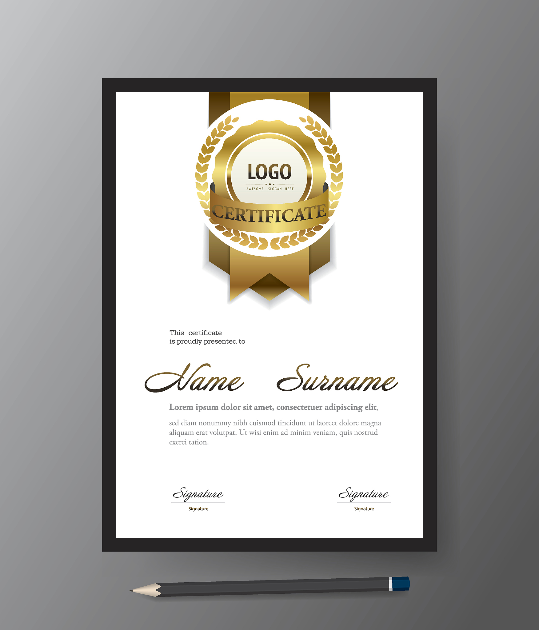 modern golden certificate template,a4 size diploma, vector illus