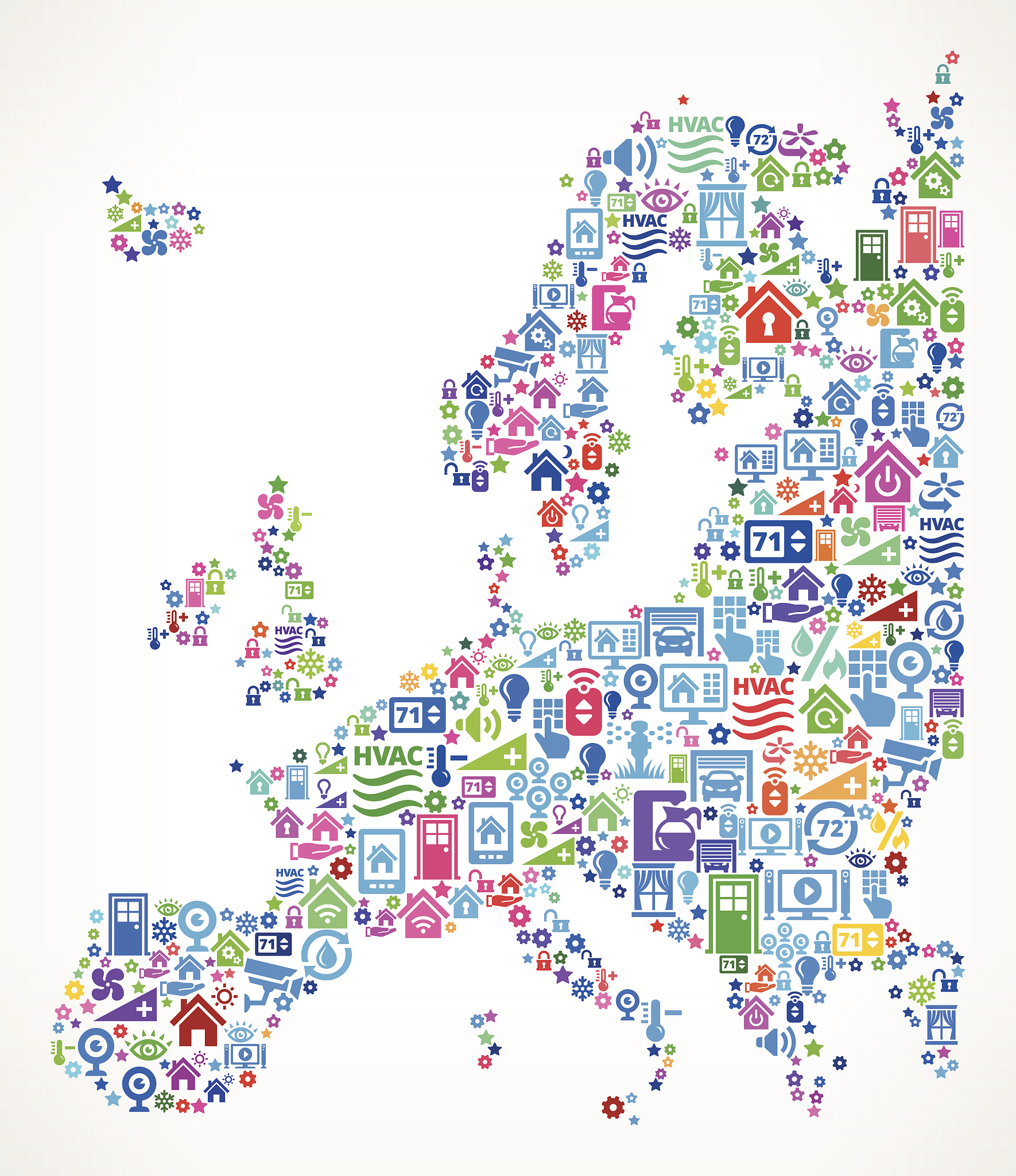 europe on home automation and security vector background