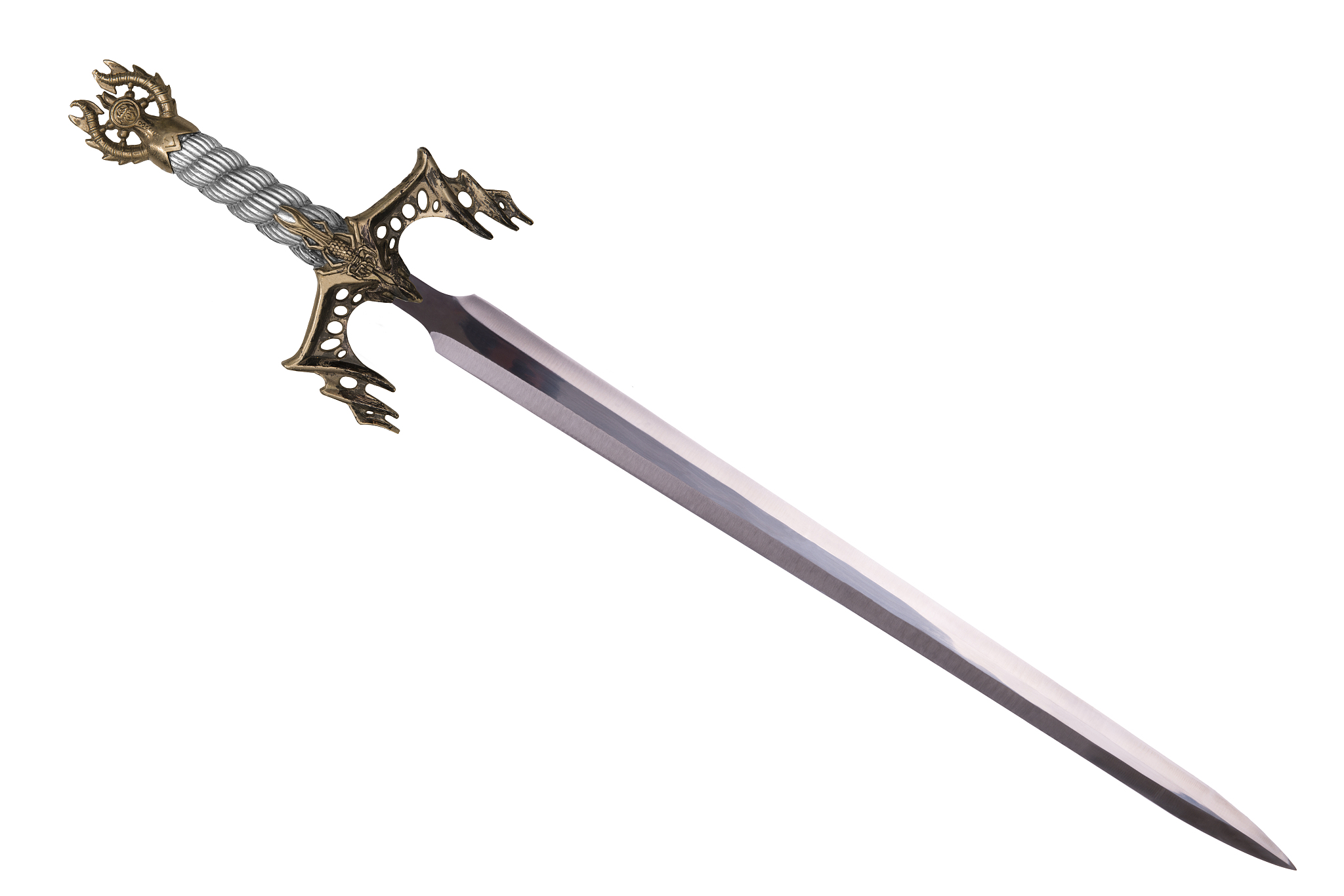 sword disposed by diagonal, isolated on white background.
