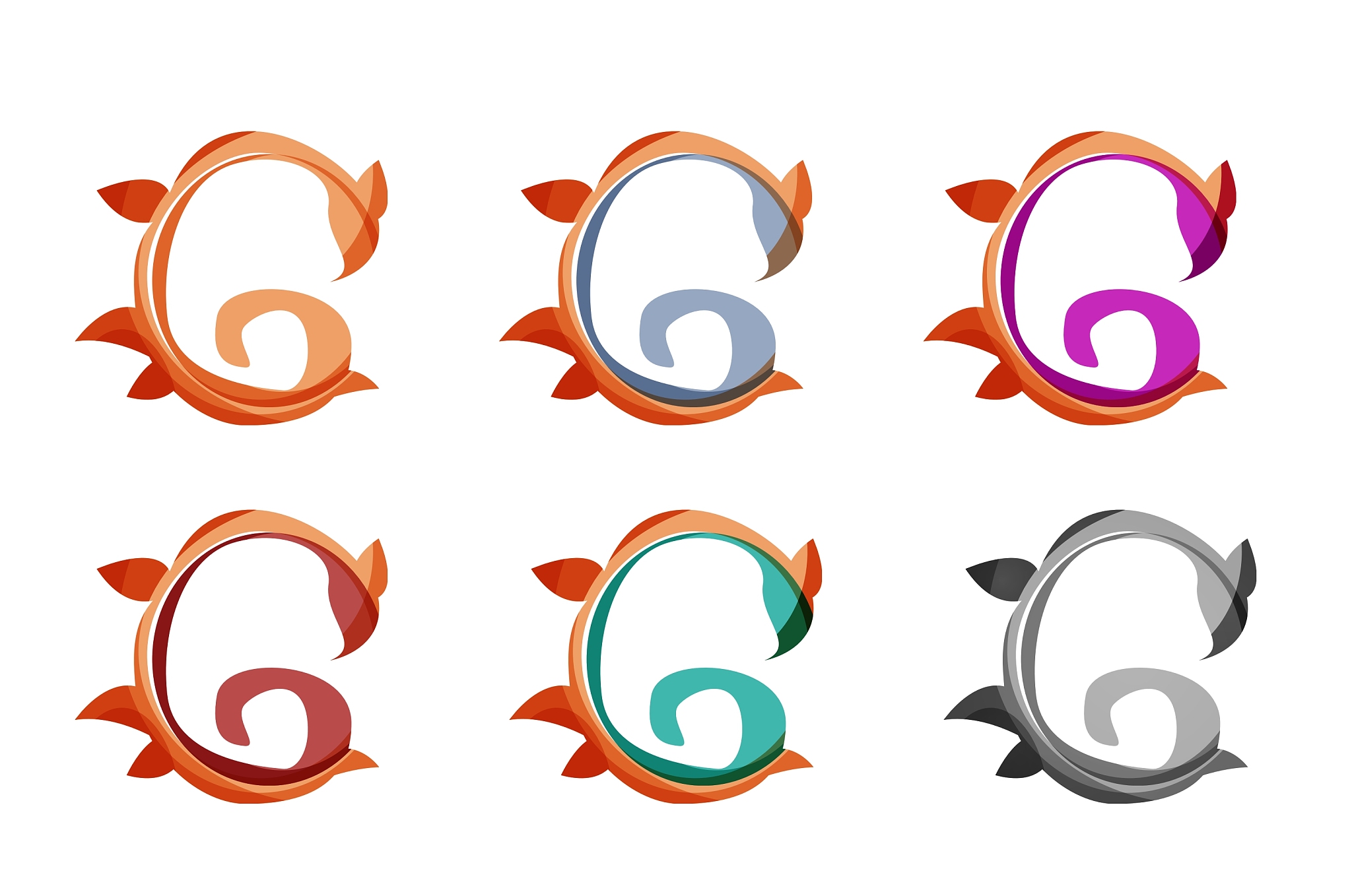 set of abstract eco plant icons business logotype