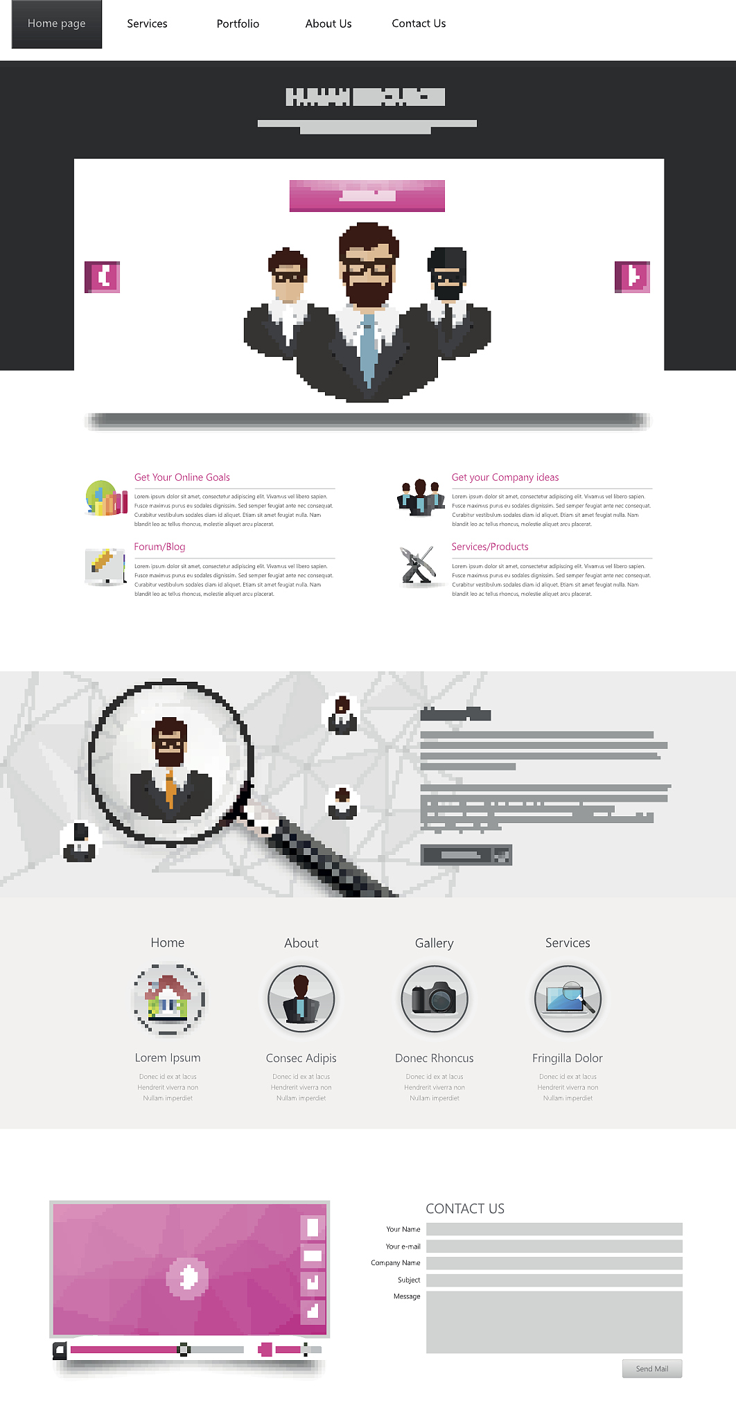 one page website interface template