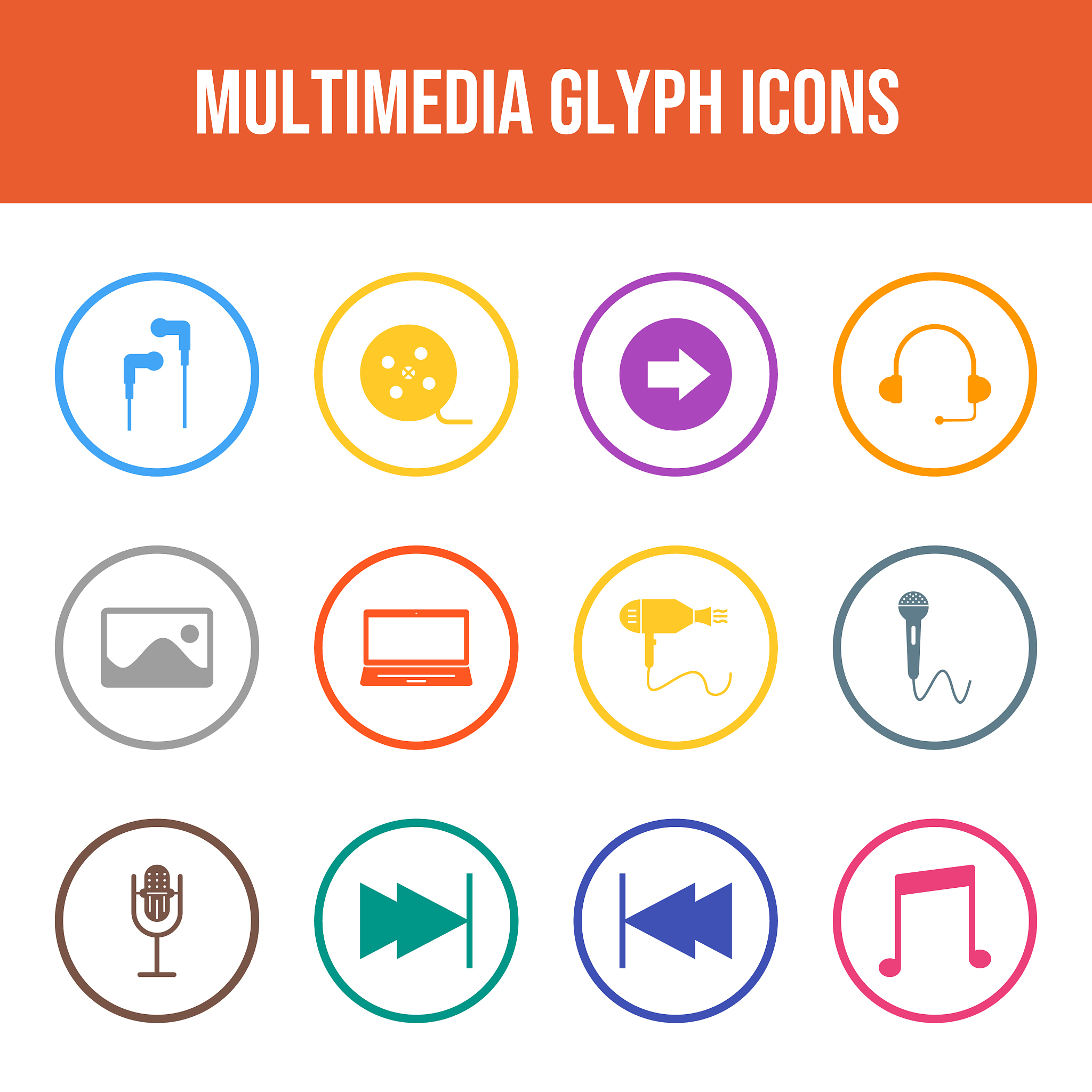 beautiful multimedia icon set