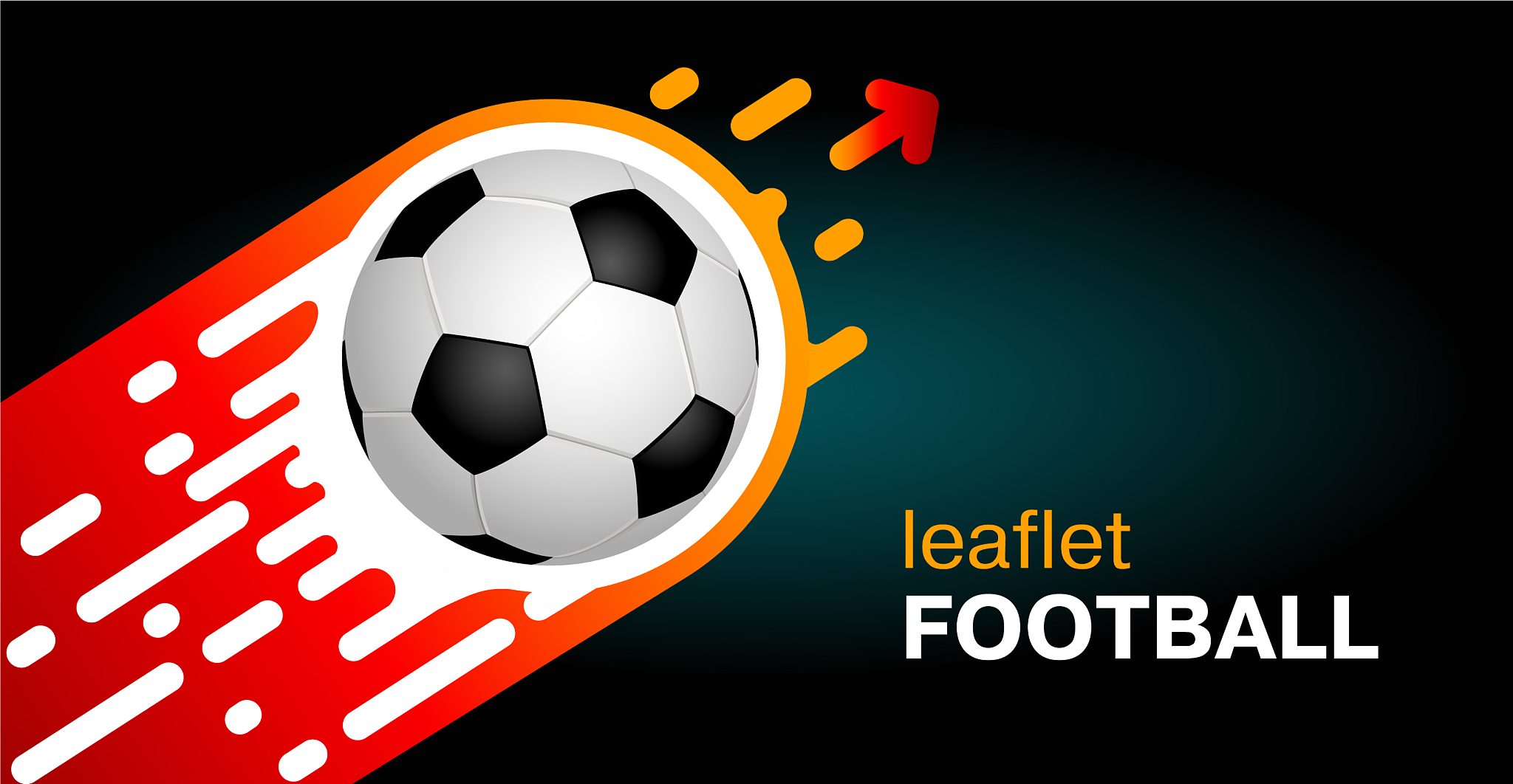banner on a dark background the soccer ball flies