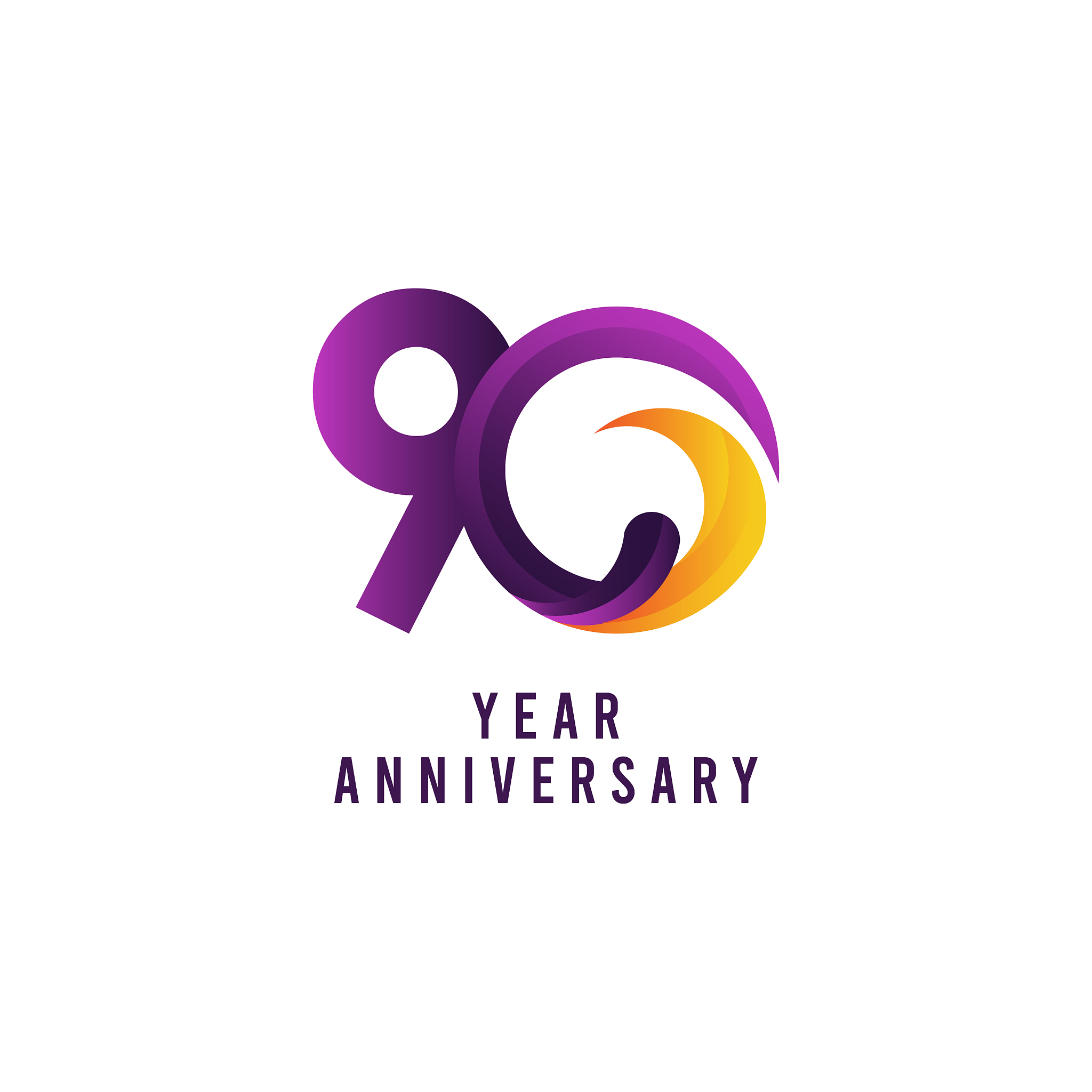 90 years anniversary purple template design