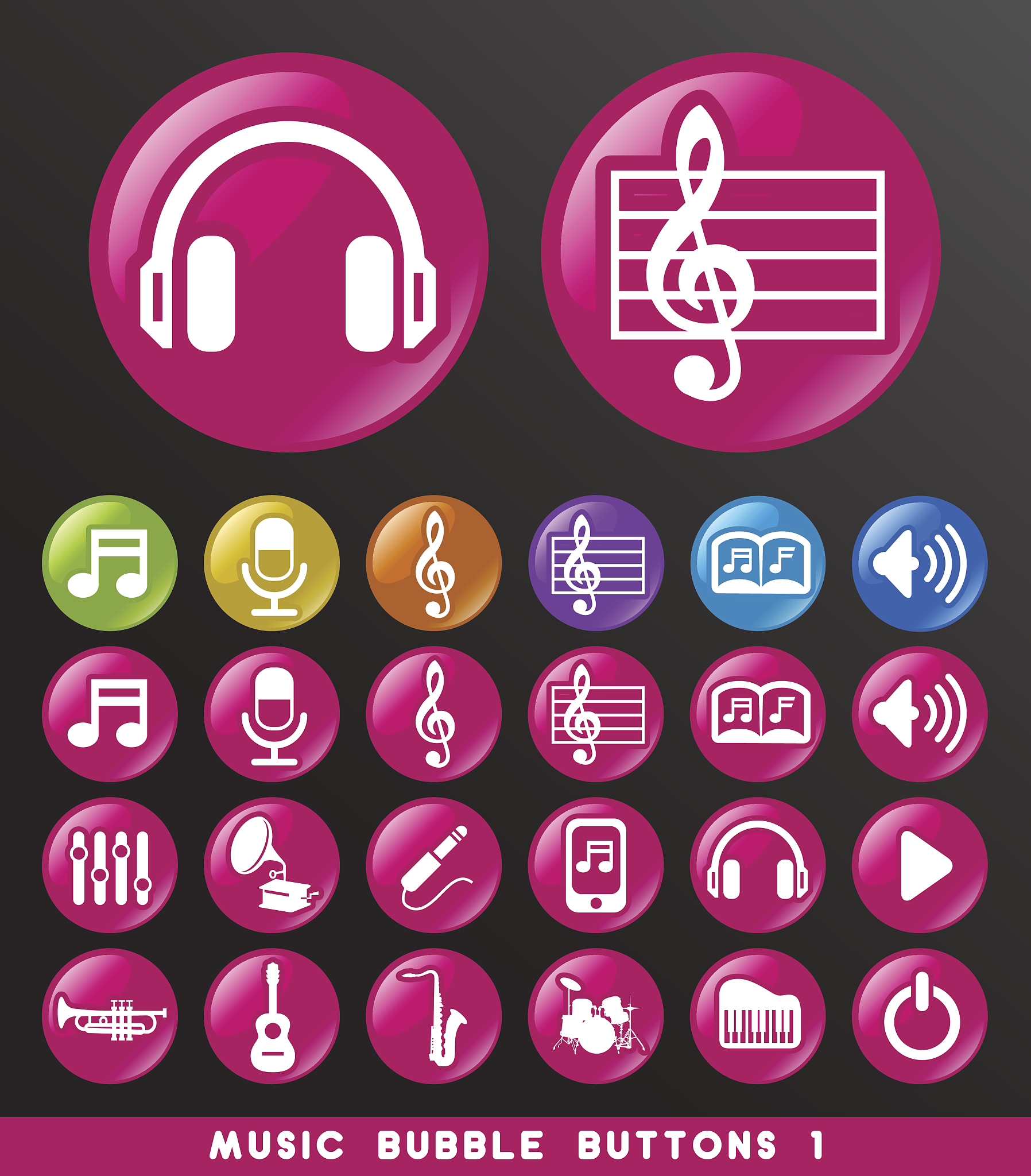 music bubble buttons.