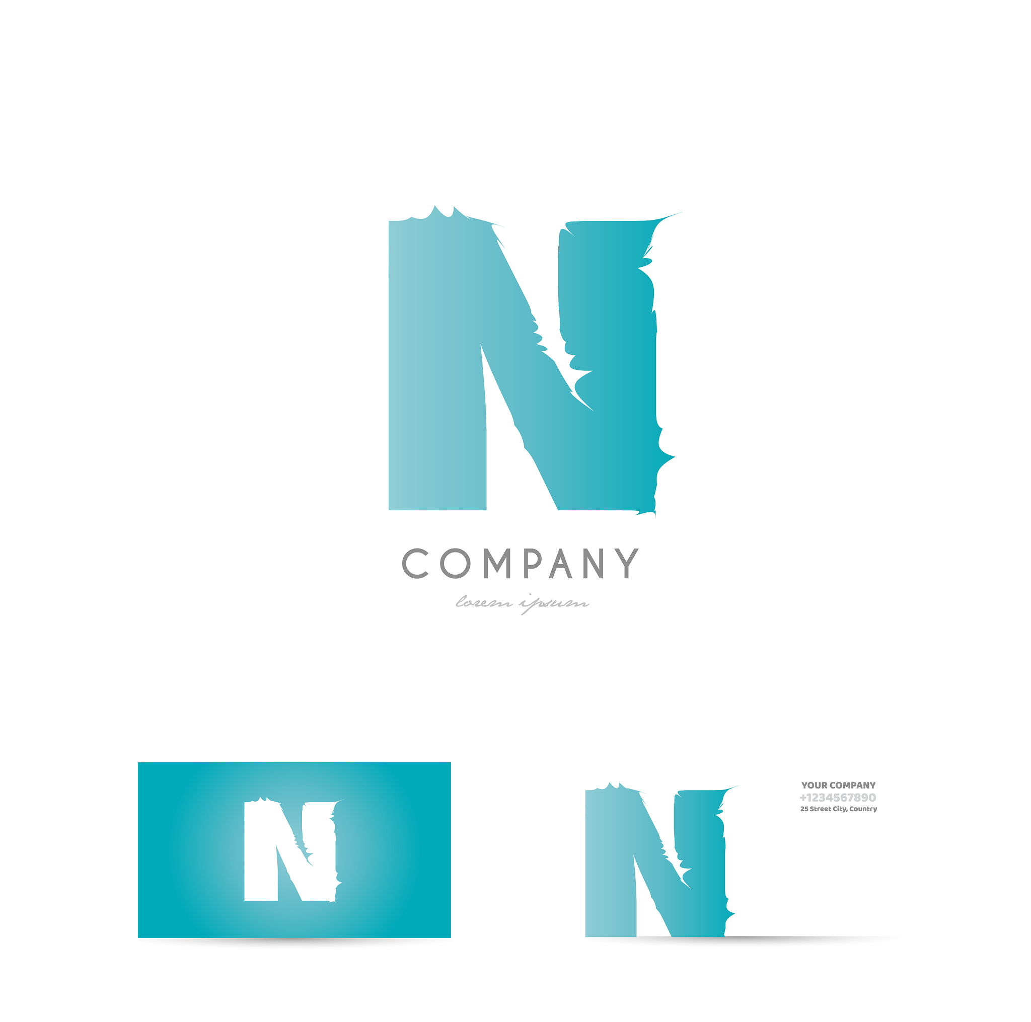 n blue letter alphabet logo icon design