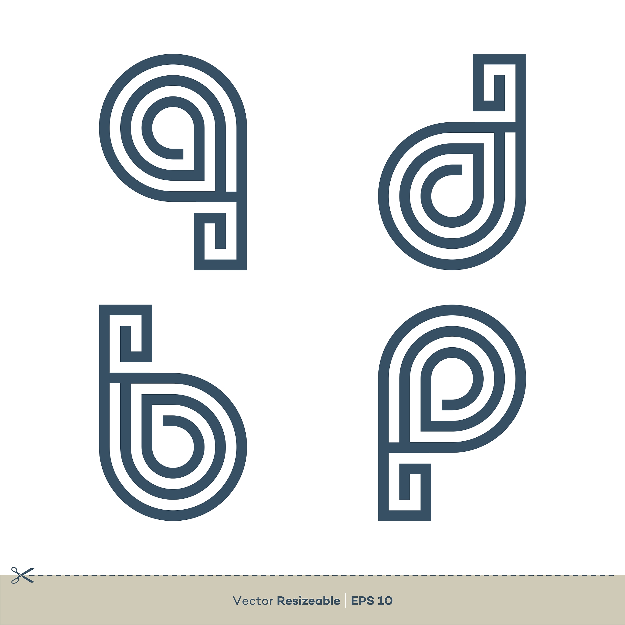 set q d b p letter logo template illustration design. vector eps
