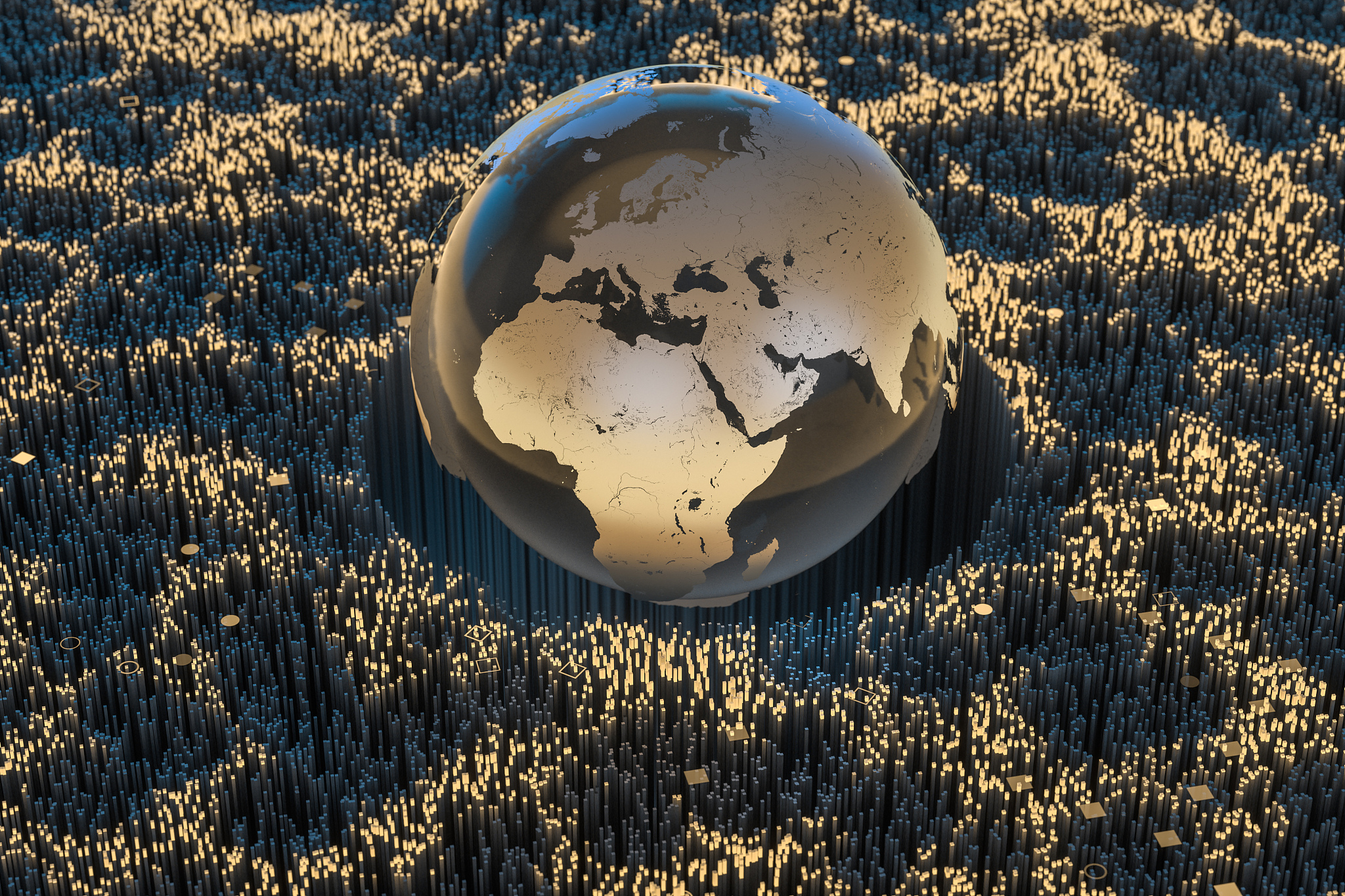 3d rendering, technology digital earth background
