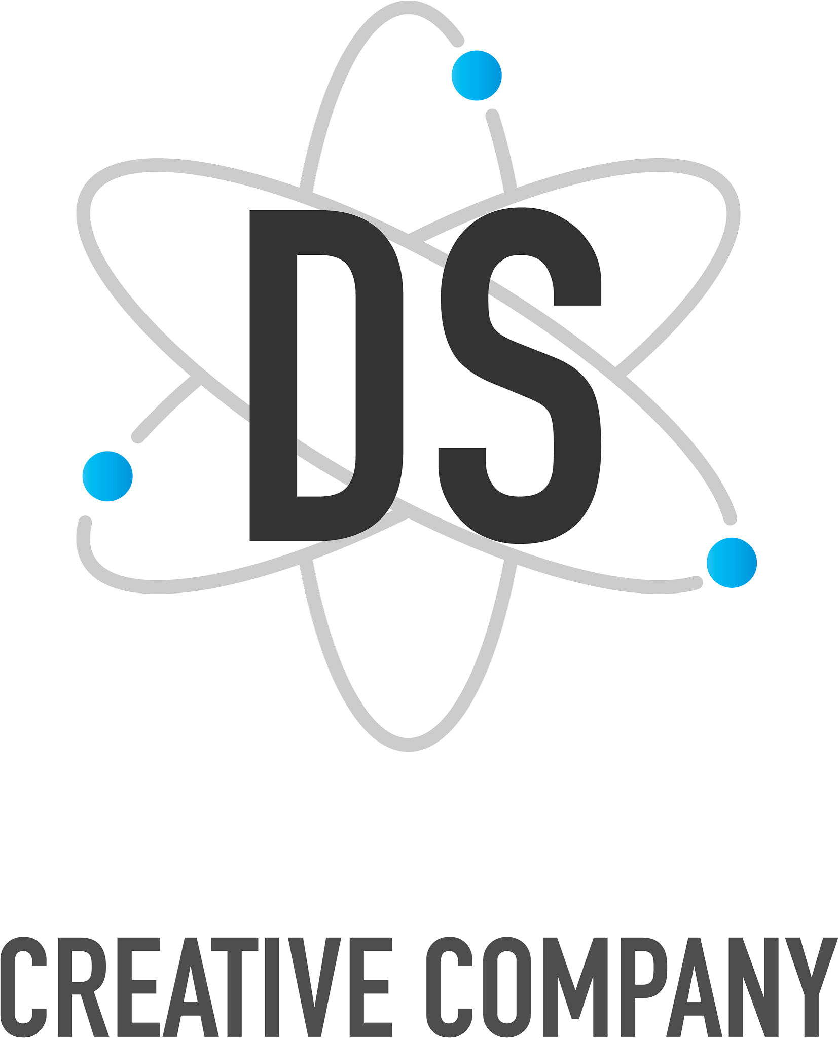 initial letter ds atom neutron design logo